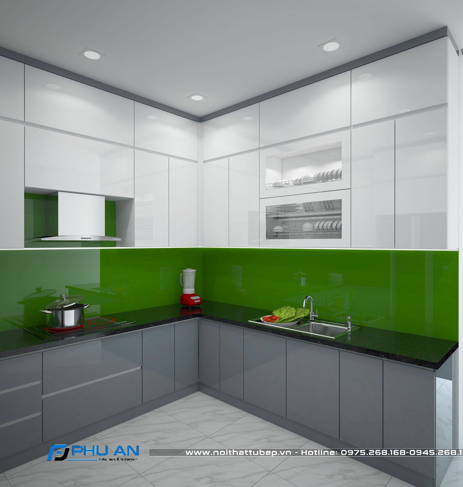 Tủ bếp gỗ Acrylic TBA10