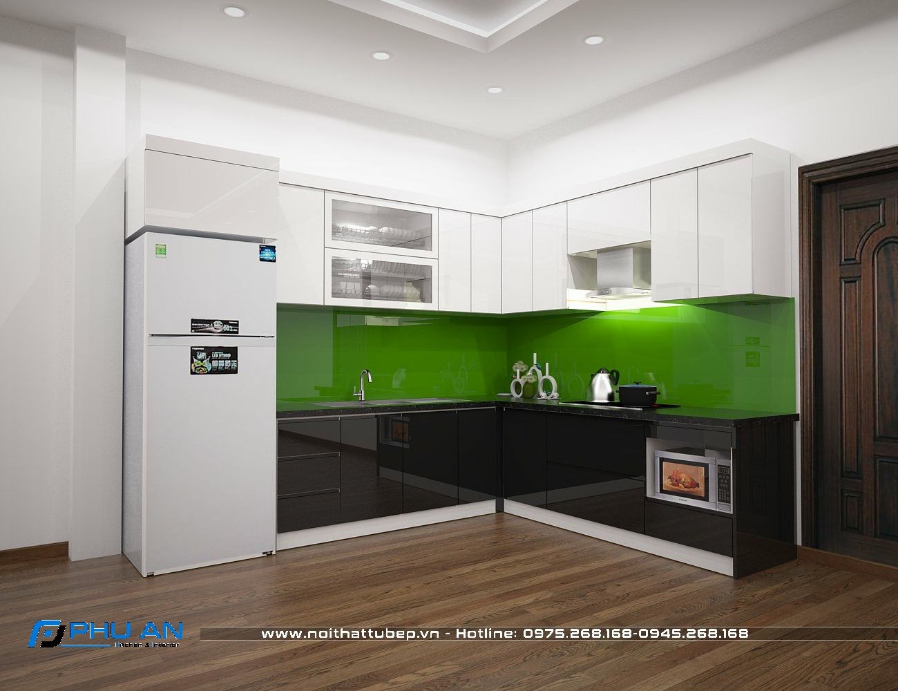 Tủ bếp gỗ Acrylic TBA17