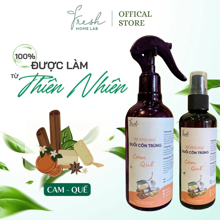 Bình Xịt Phòng Tinh Dầu Cam Quế, đuổi muỗi và côn trùng, khử mùi thơm phòng thiên nhiên