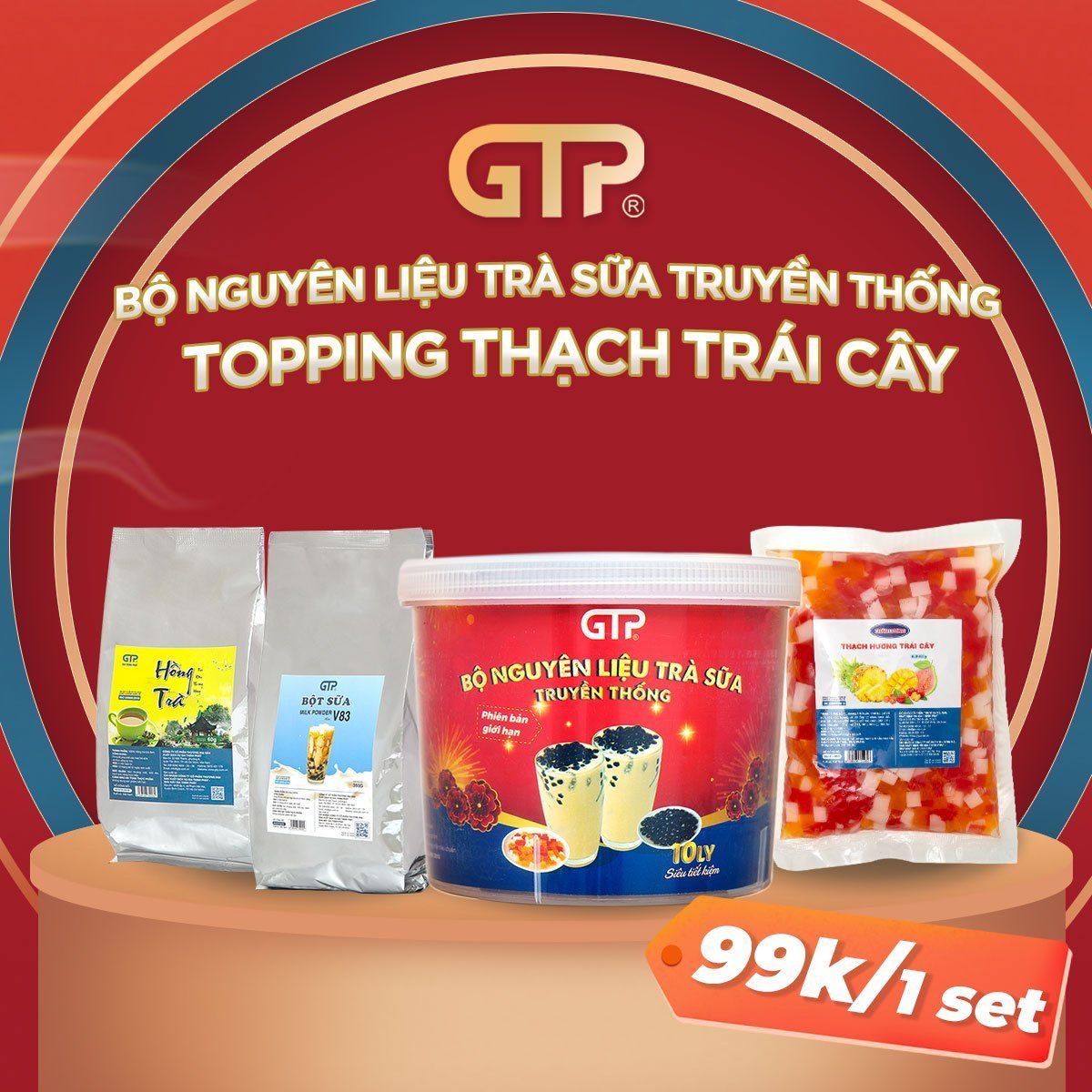10 ly - Set Nguyên Liệu tự pha trà sữa – Topping thạch trái cây