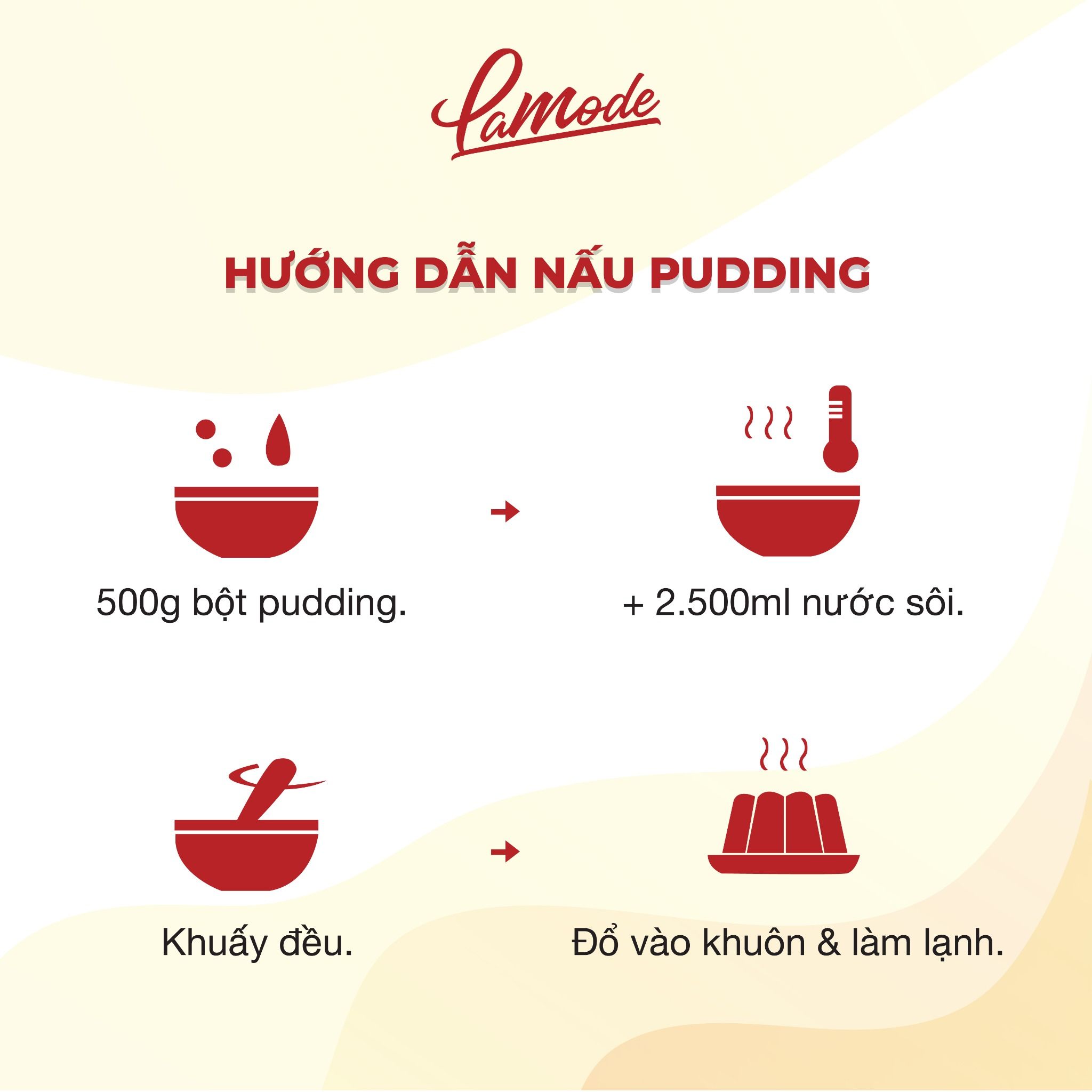 Bột bánh pudding Lamode hương dâu - 3 trong 1