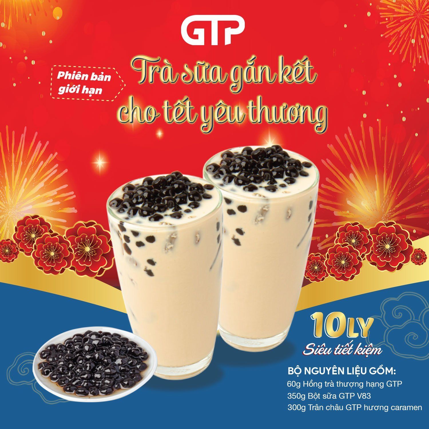 10 Ly - Set Nguyên Liệu tự pha trà sữa trân châu truyền thống