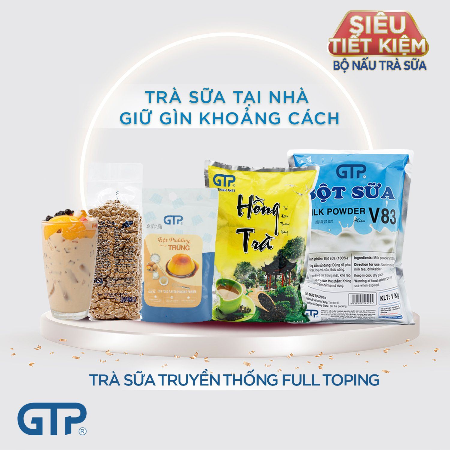 Bộ nấu trà sữa truyền thống full topping (trân châu + pudding) - Combo nguyên liệu