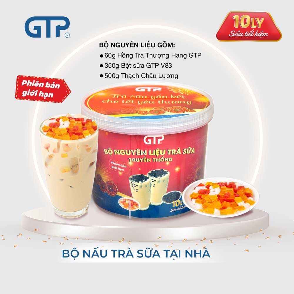 10 ly - Set Nguyên Liệu tự pha trà sữa – Topping thạch trái cây