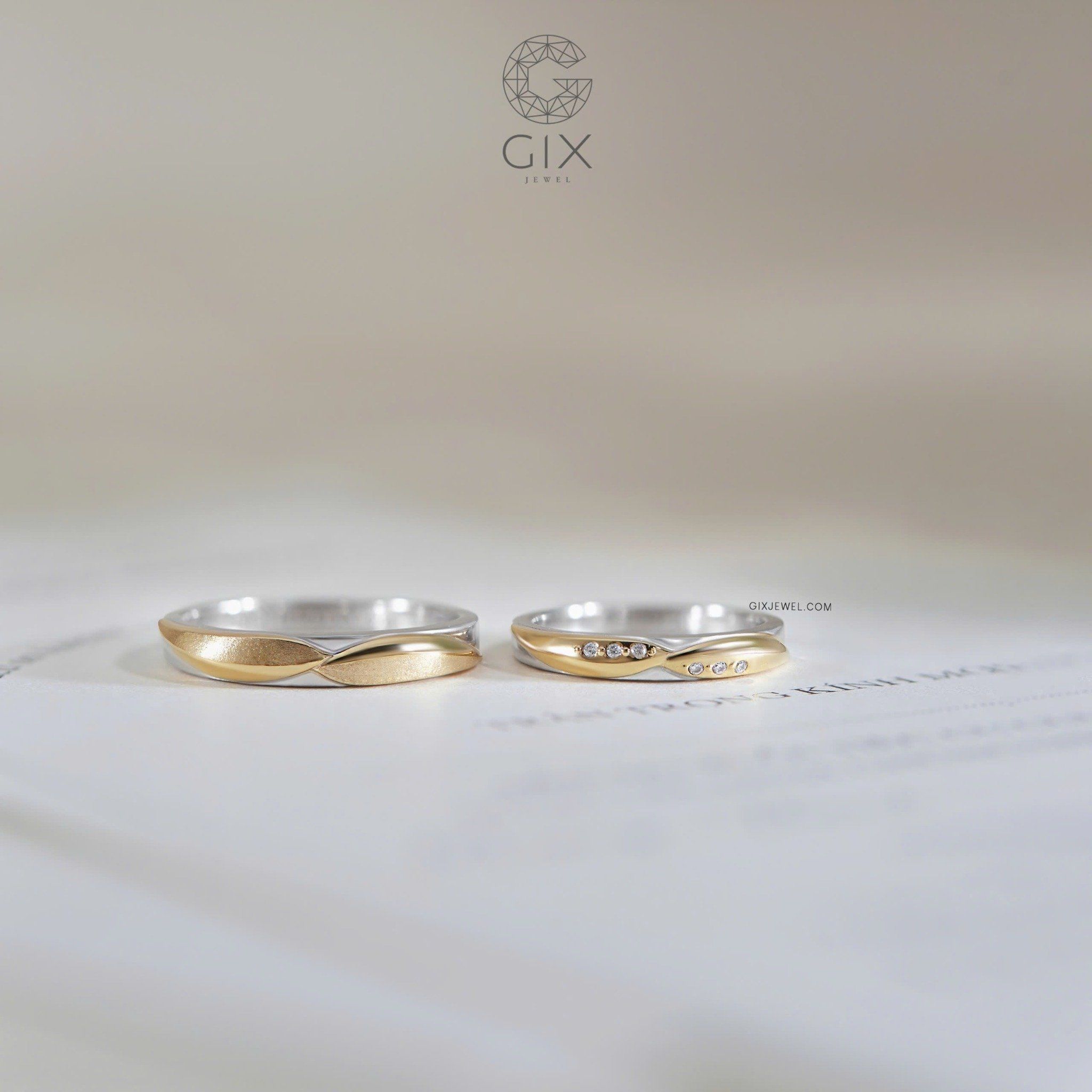 Nhẫn Cưới Vàng 18k Hai Màu Gix Jewel - GCR25050138