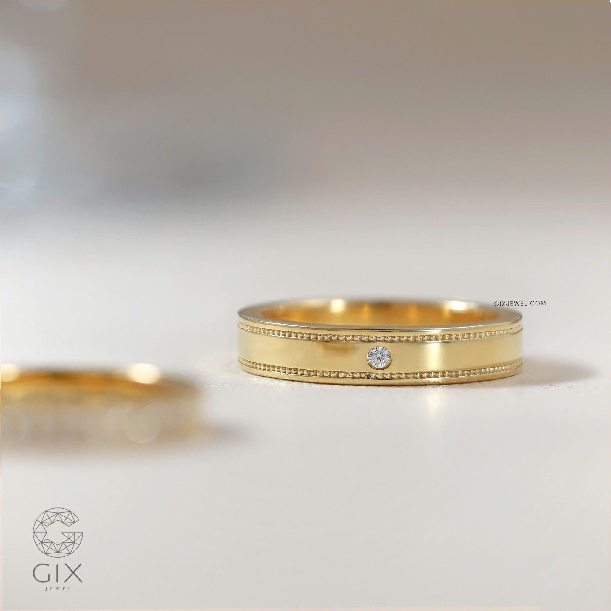 Nhẫn cưới vàng 18k đính kim cương tấm Gix Jewel - GCR25050097