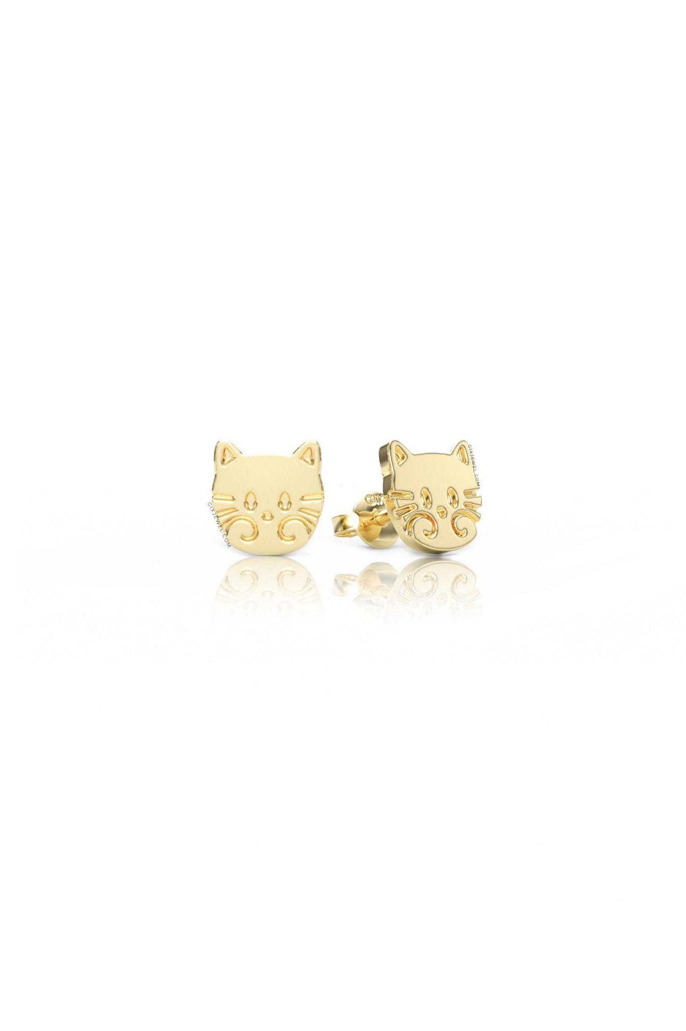 Khuyên tai vàng cho bé bạc ý 925 hình con mèo cute đeo sát tai Gix Jewelry