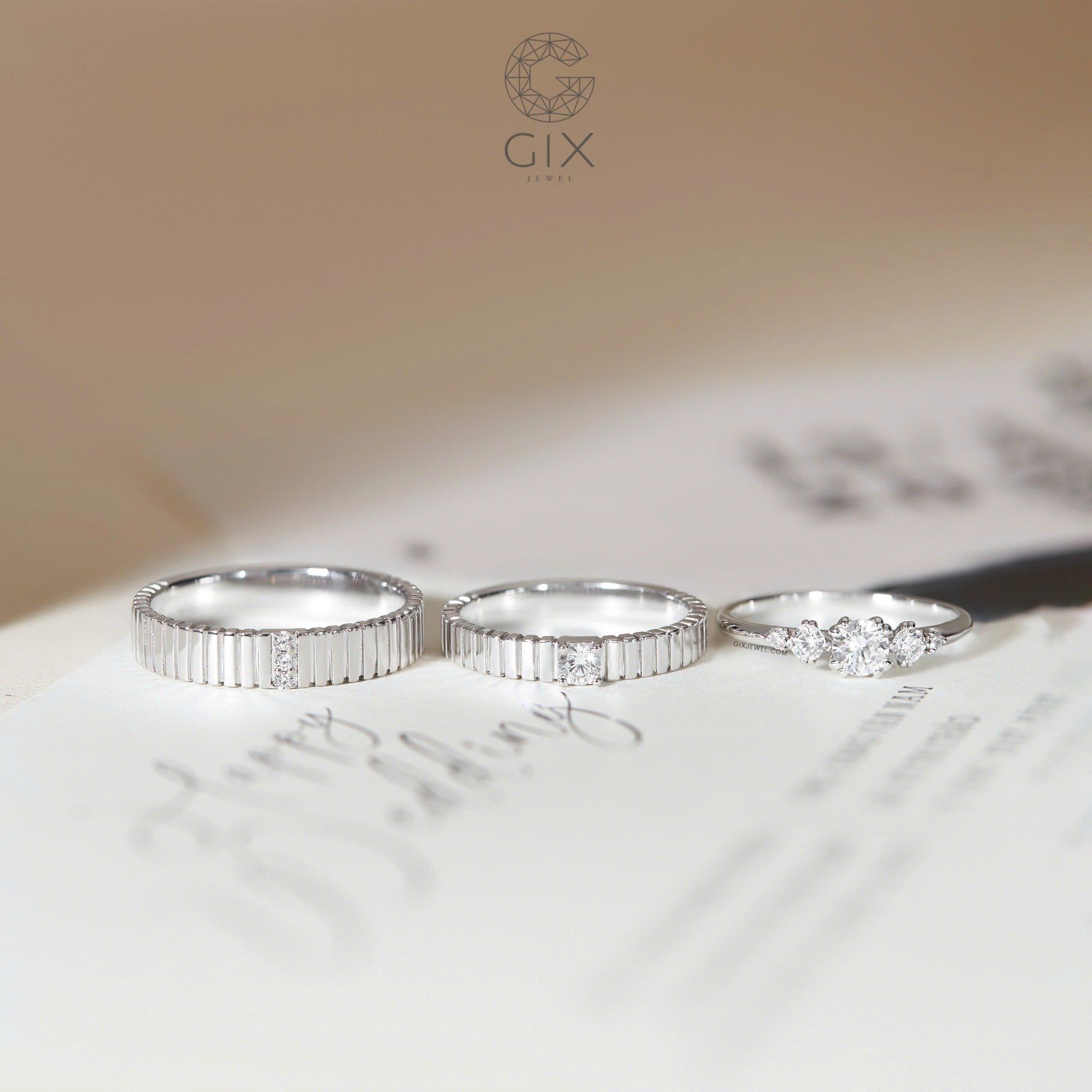 Nhẫn Cưới Vàng 18K Kim Cương Đẹp Gix Jewel - GCR25050115