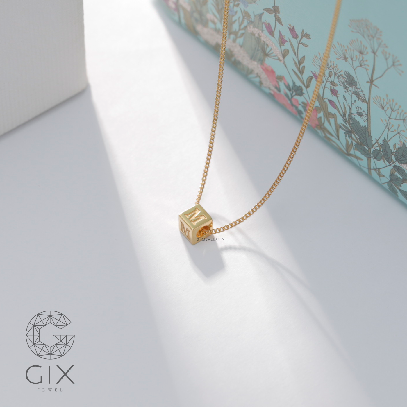 Vòng cổ nam nữ khắc tên mình vàng 18k bạc s925 hình rubik đẹp nhất GixJewel