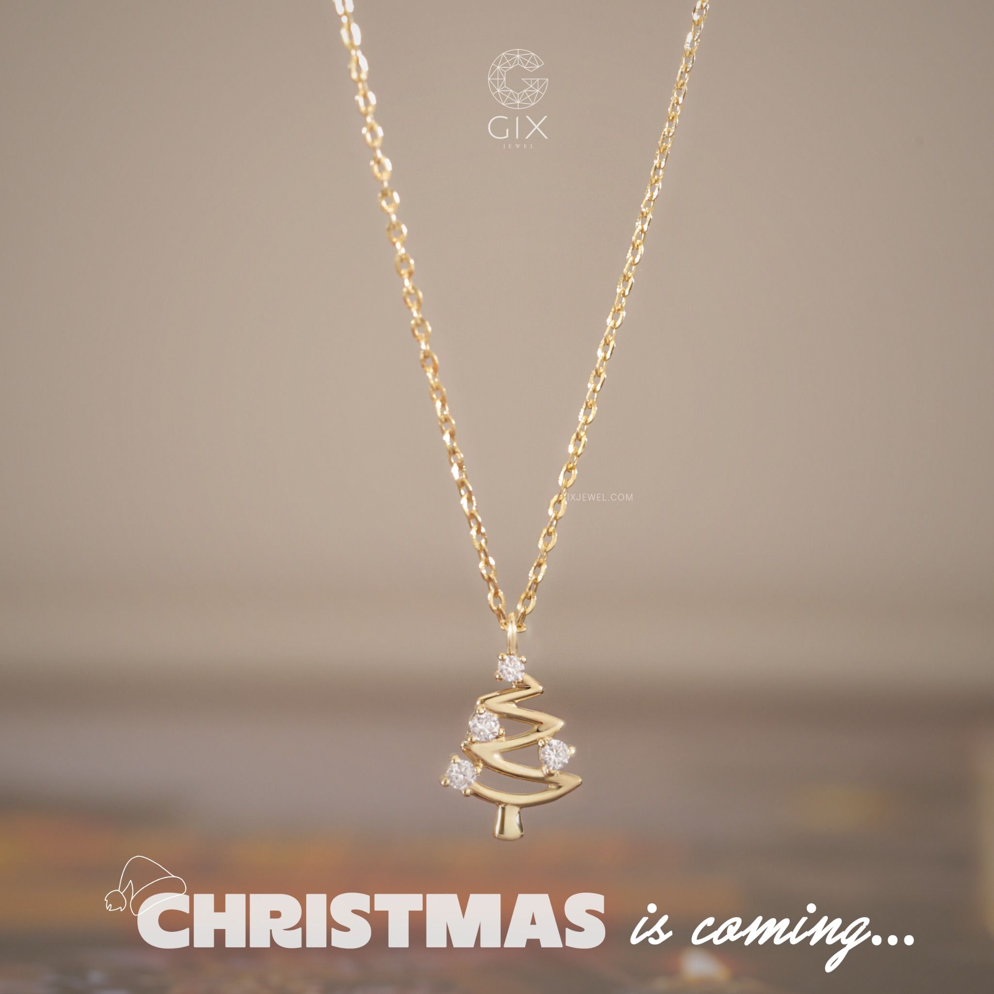 Vòng cổ choker đính đá vàng tây nữ đẹp hình cây thông kim cương nhân tạo lấp lánh Gix