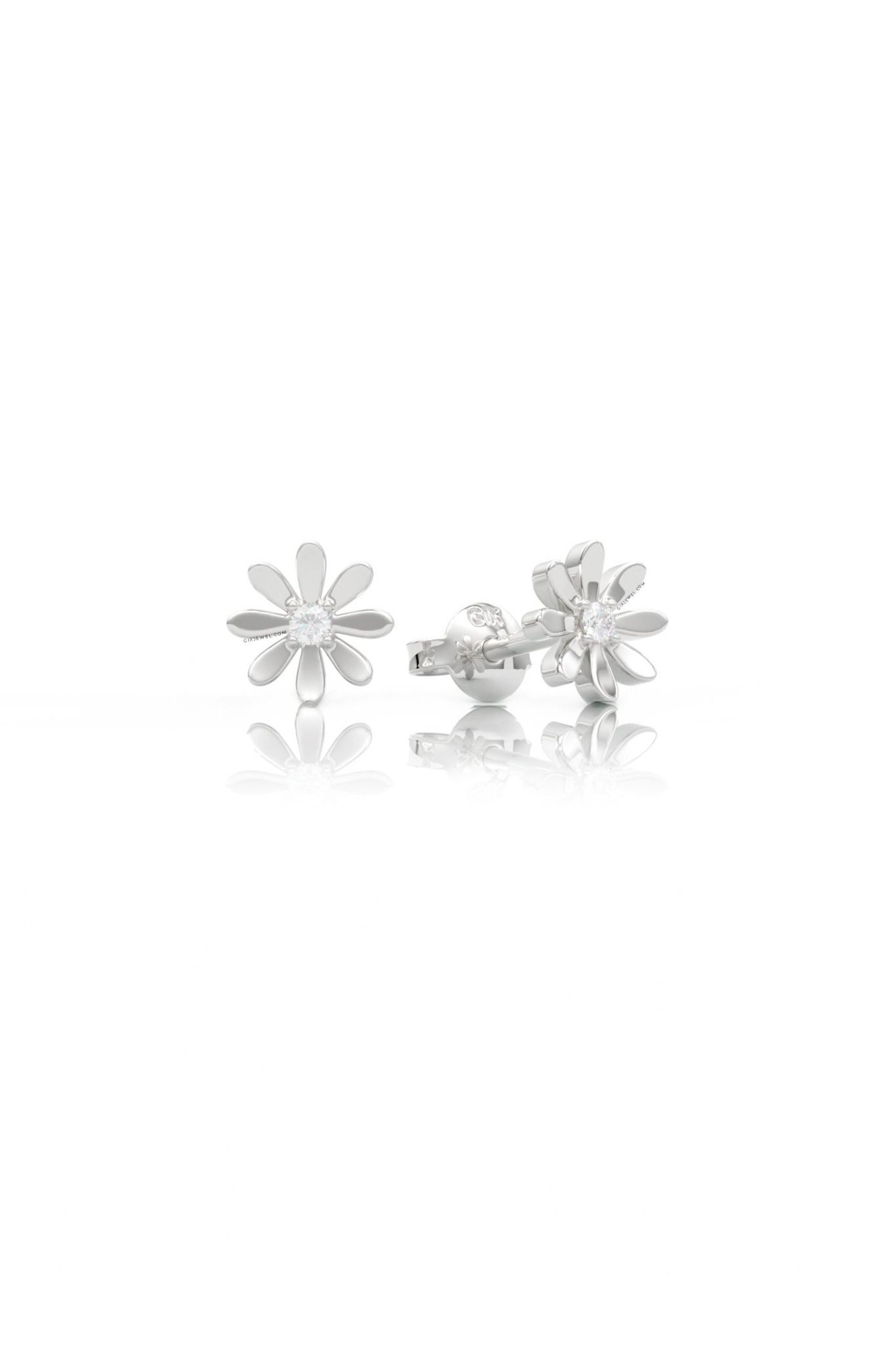 Khuyên tai hoa cúc bạc đẹp Gix Jewel mạ vàng trắng đính đá Moissanite hoa xinh xắn