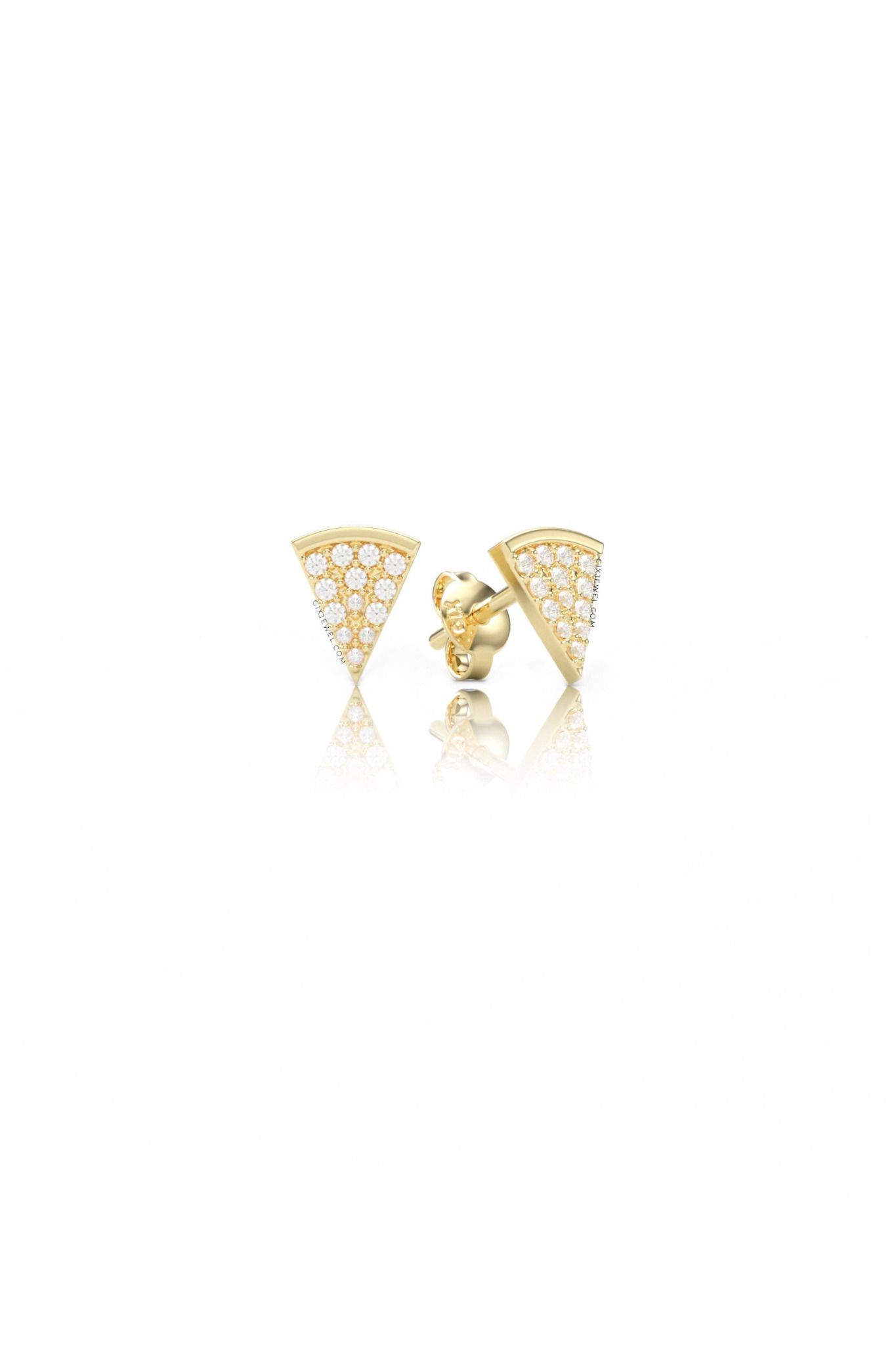 Bông tai vàng tây 18k bạc nữ cá tính hình bánh pizza đính đá lấp lánh Gixjewelry