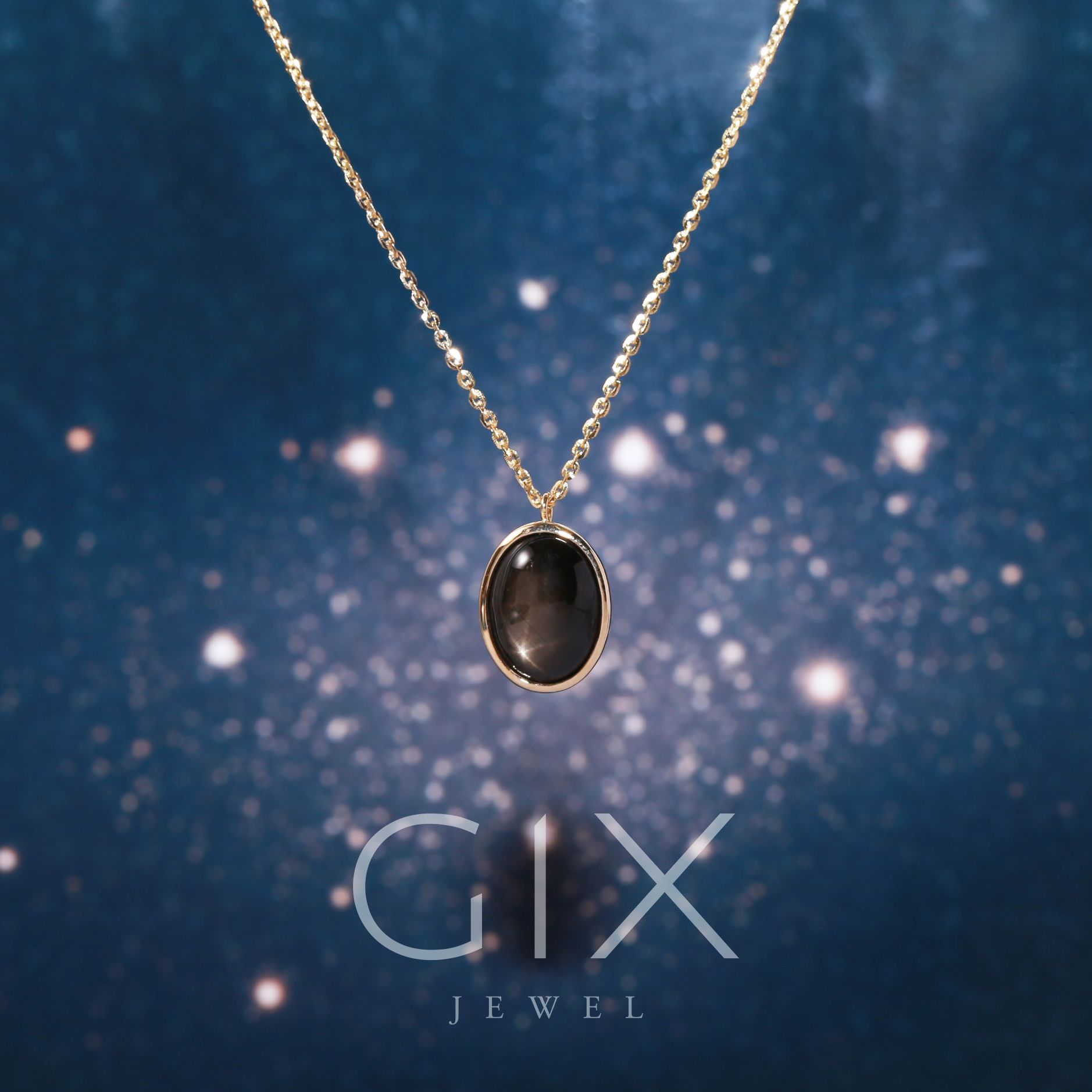 Dây chuyền bạc đính đá Sapphire sao đen Gix Jewel