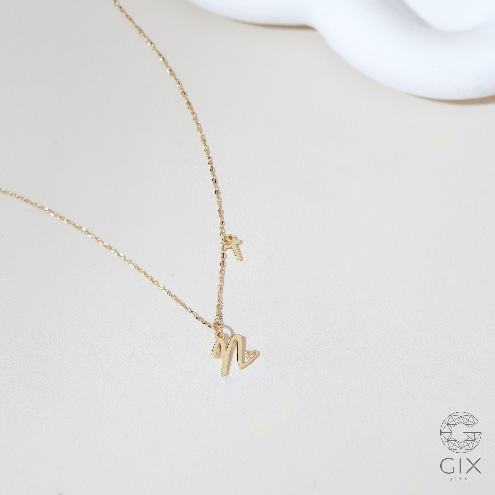 Vòng cổ vàng tây 18k nam nữ bạc ý 925 khắc tên gắn chữ cái Gix Jewel