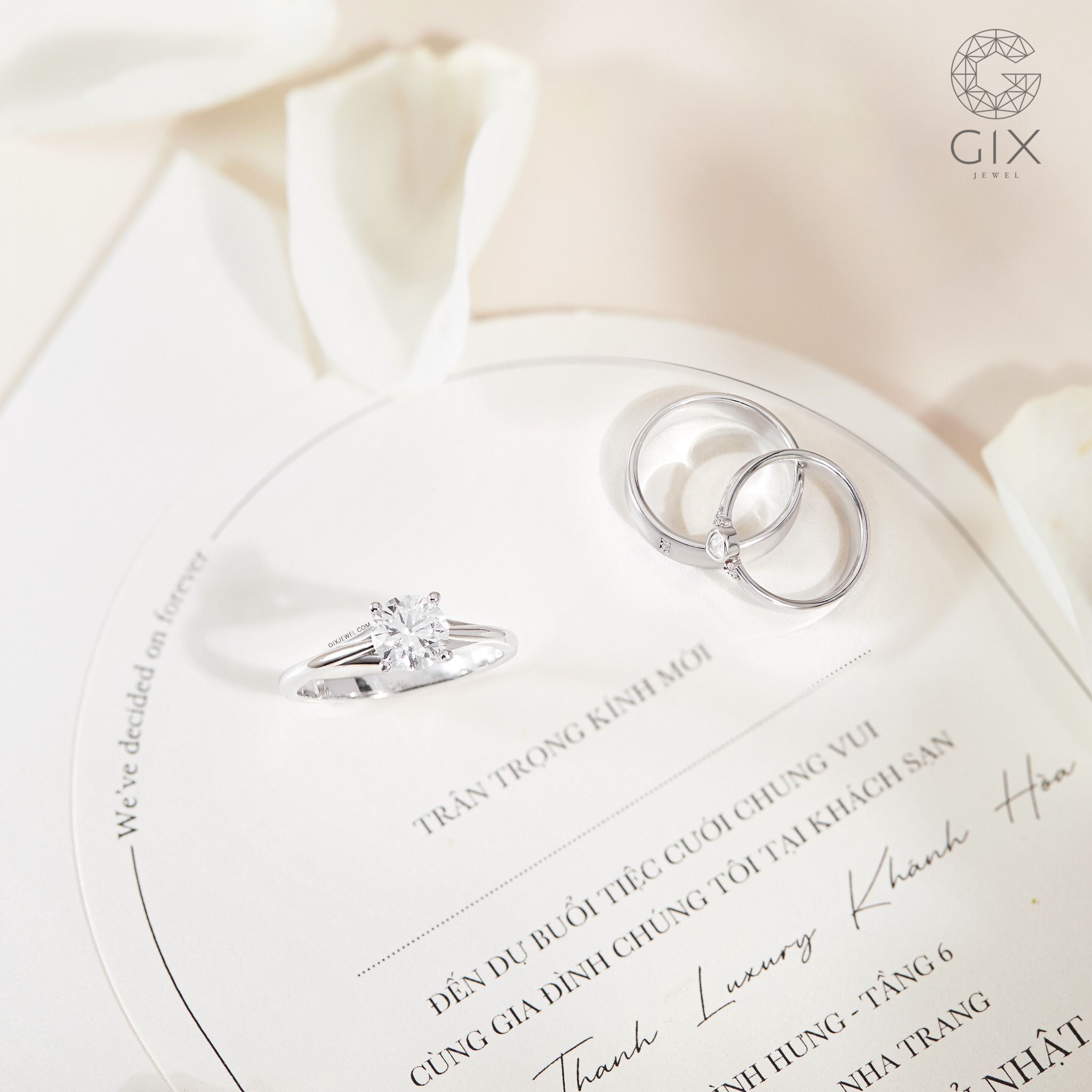 Nhẫn cầu hôn kim cương round vàng tây 10k 18k đẹp giá rẻ Gixjewelry