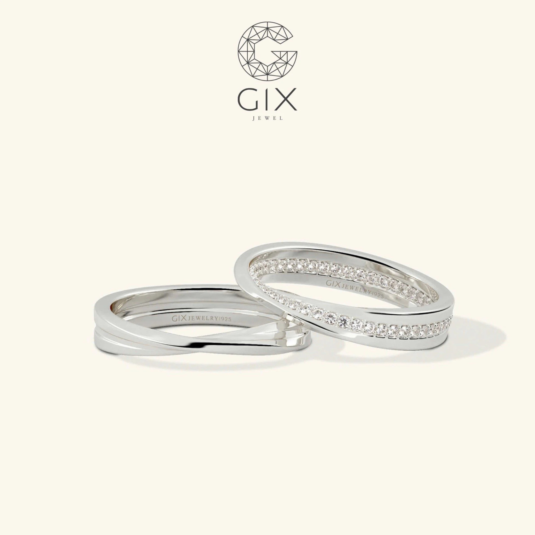 Nhẫn cặp đôi Mobius vô cực bạc mạ vàng đính đá cao cấp Gix Jewel - GCR25050093