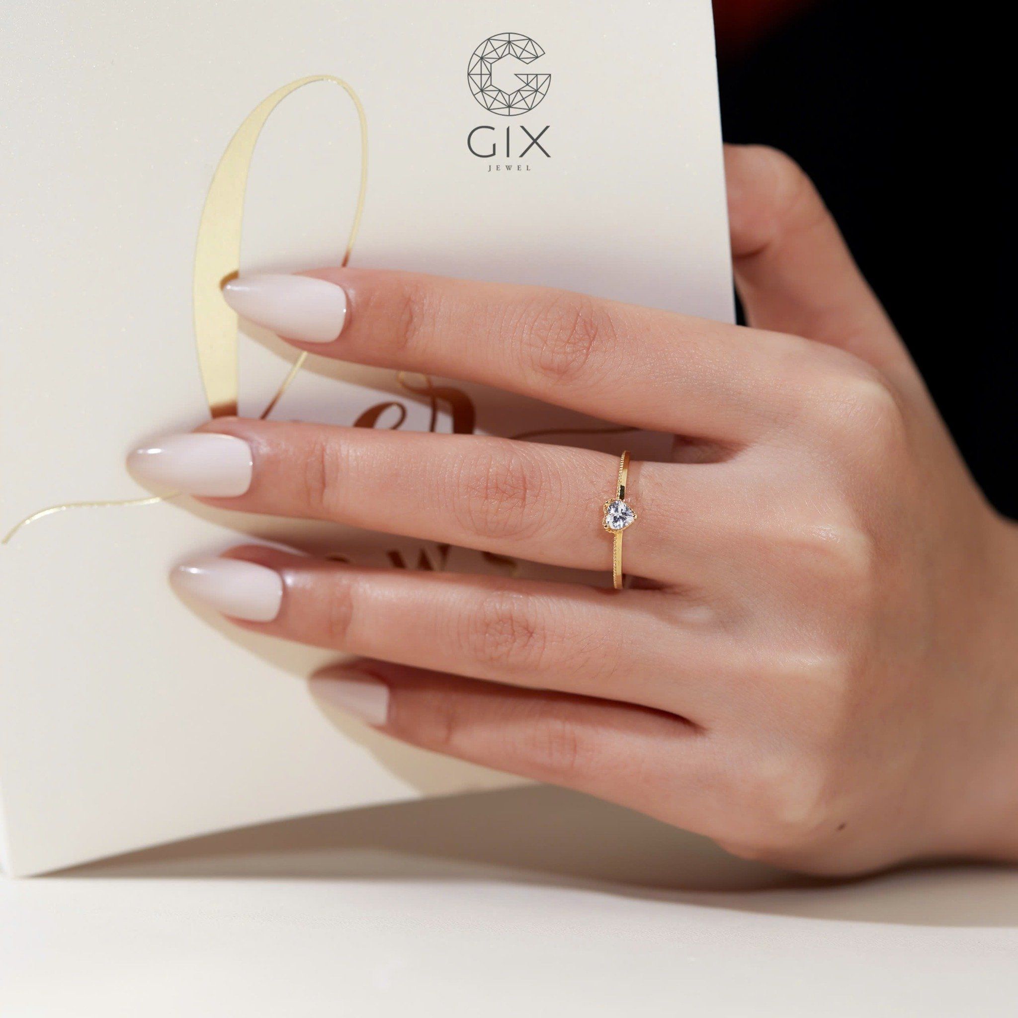 Nhẫn Cưới Vàng 18K Hình Trái Tim Đẹp Đính Moissanite Gix - GCR25050086