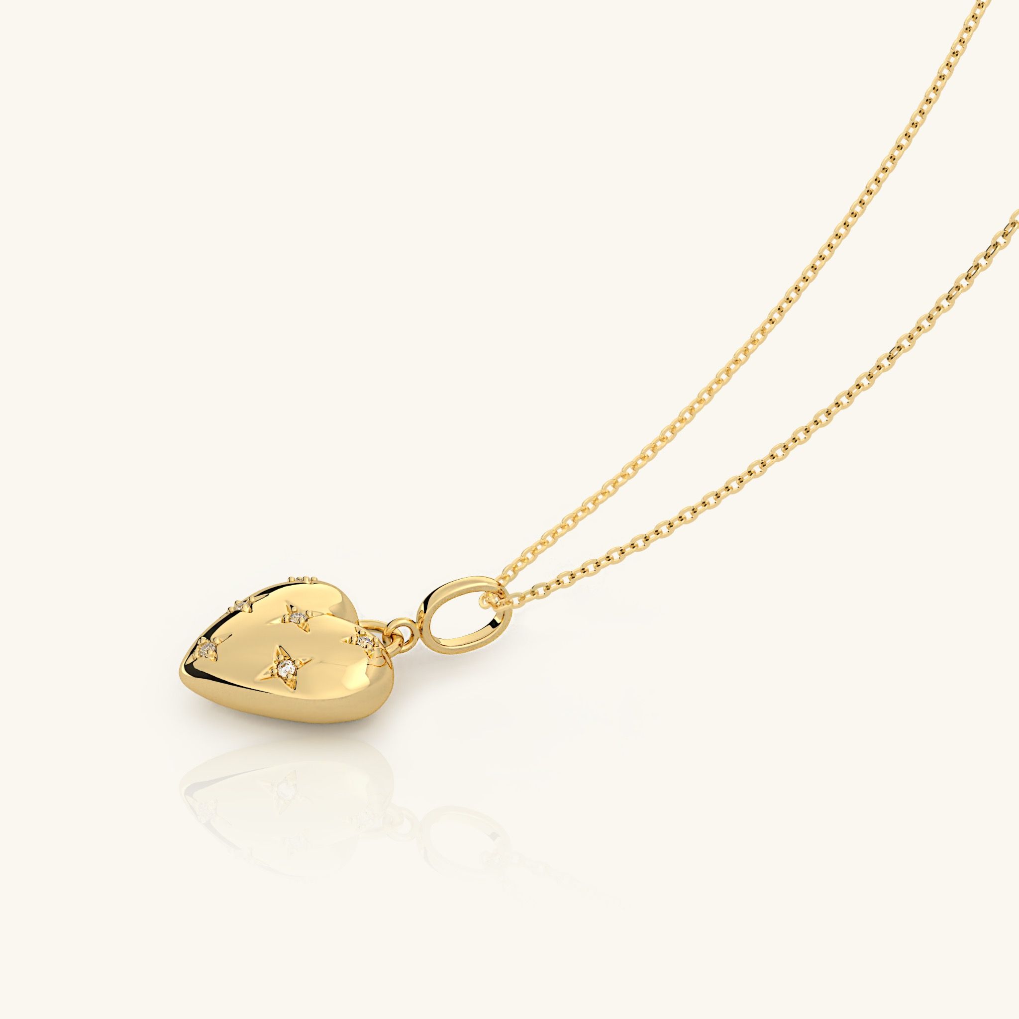 Dây chuyền vàng ý 750 thiết kế choker hình trái tim đính kim cương nhân tạo Gix Jewel