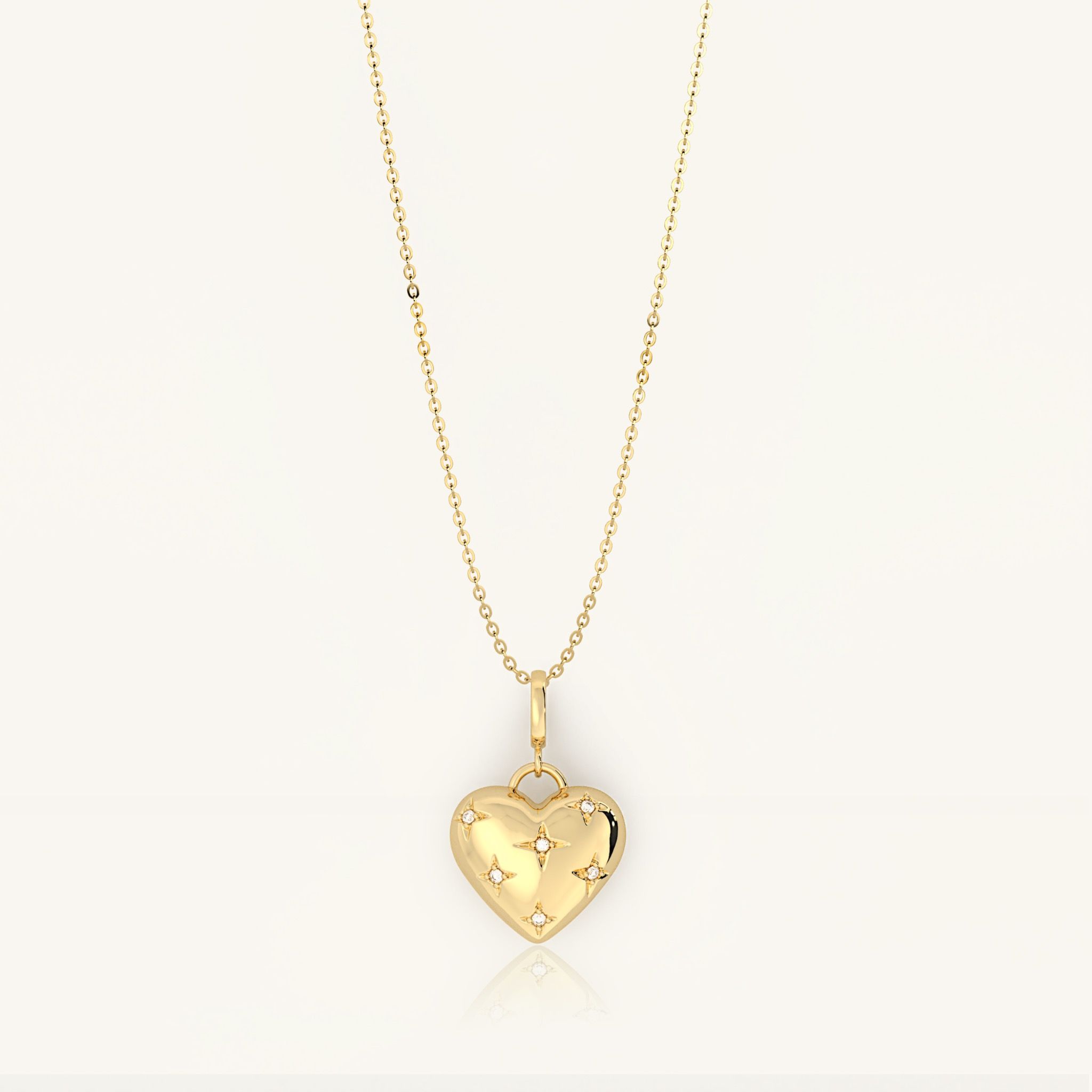 Dây chuyền vàng ý 750 thiết kế choker hình trái tim đính kim cương nhân tạo Gix Jewel