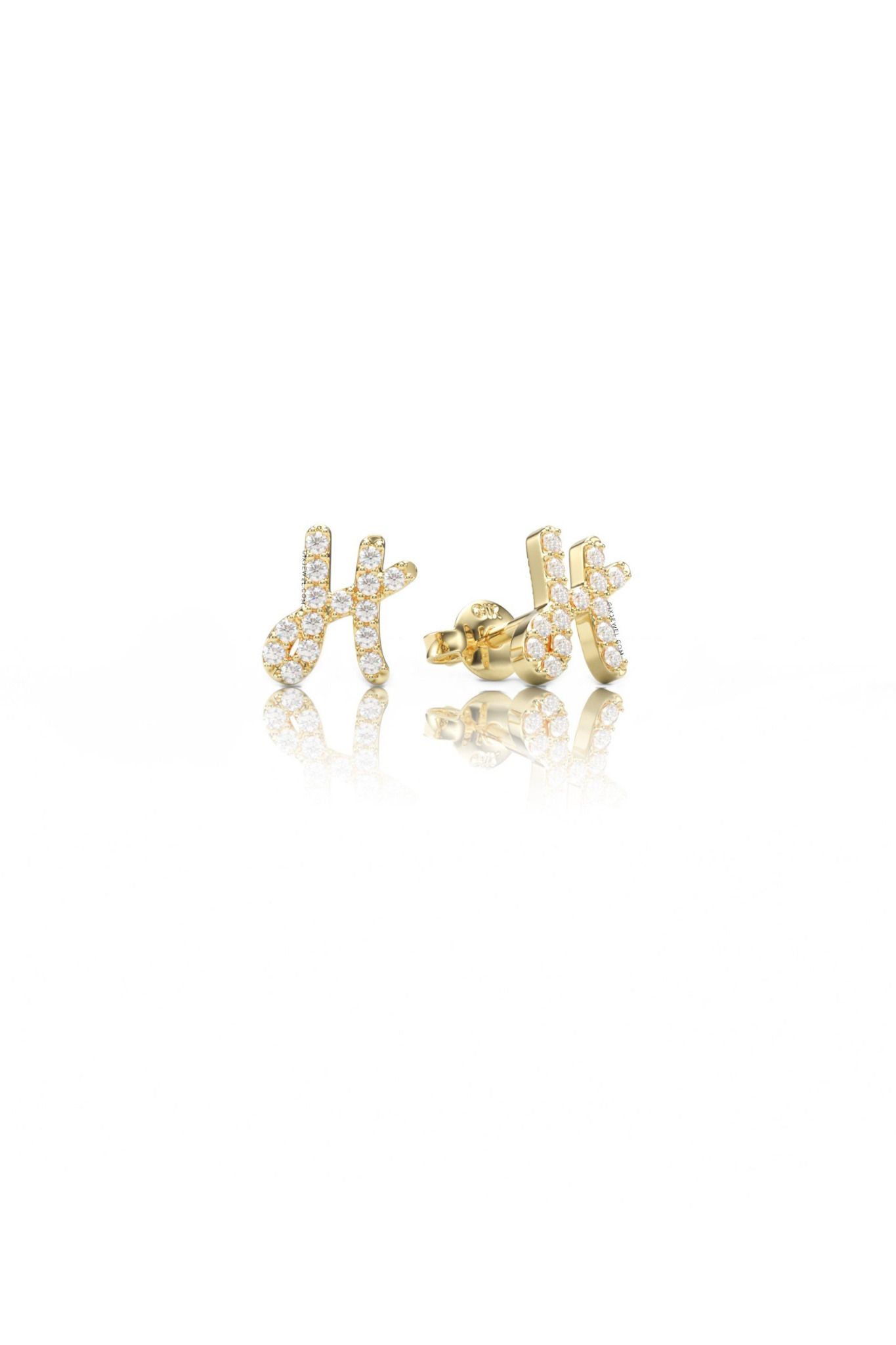 Hoa tai bạc 925 Gix Jewel mạ vàng hồng đính đá CZ chữ H