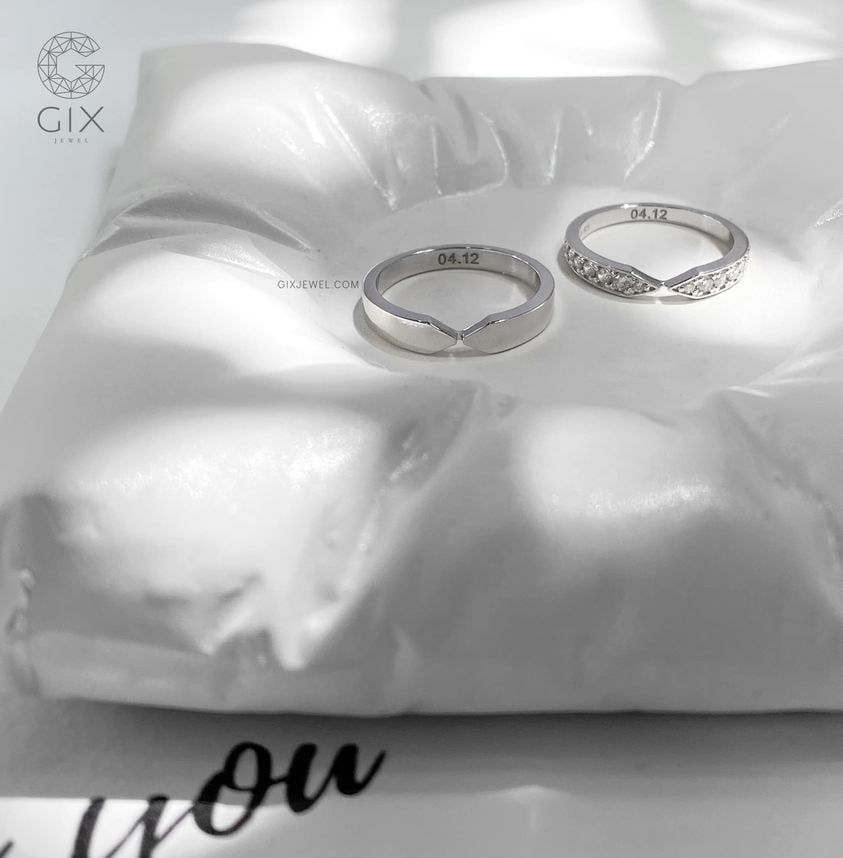 Nhẫn Cưới Vàng 18k Dáng Vô Cực Kim Cương Gix - GCR25050010