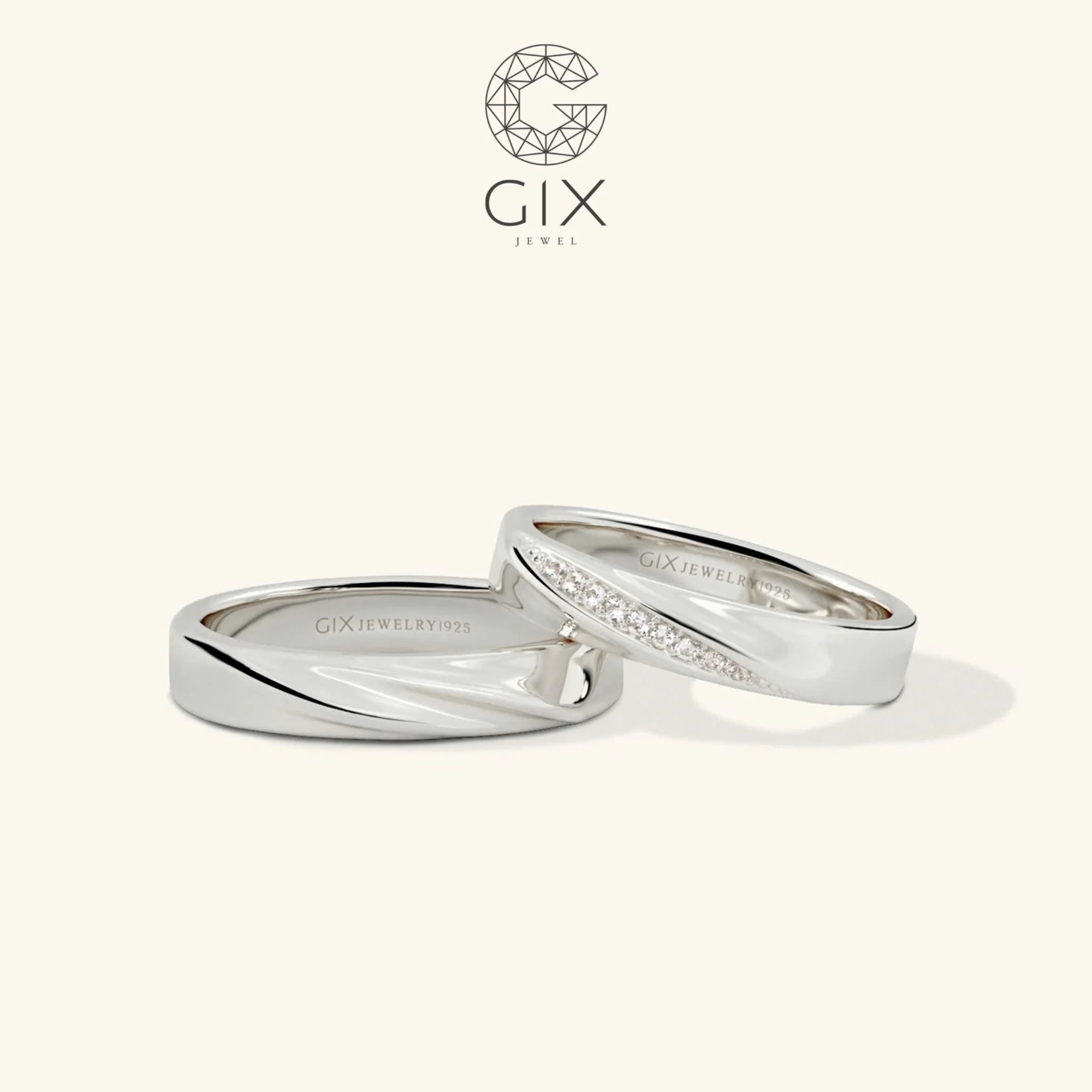 Nhẫn cưới vàng tây 18k đẹp thiết kế vô cực đính kim cương nhân tạo Gix Jewel