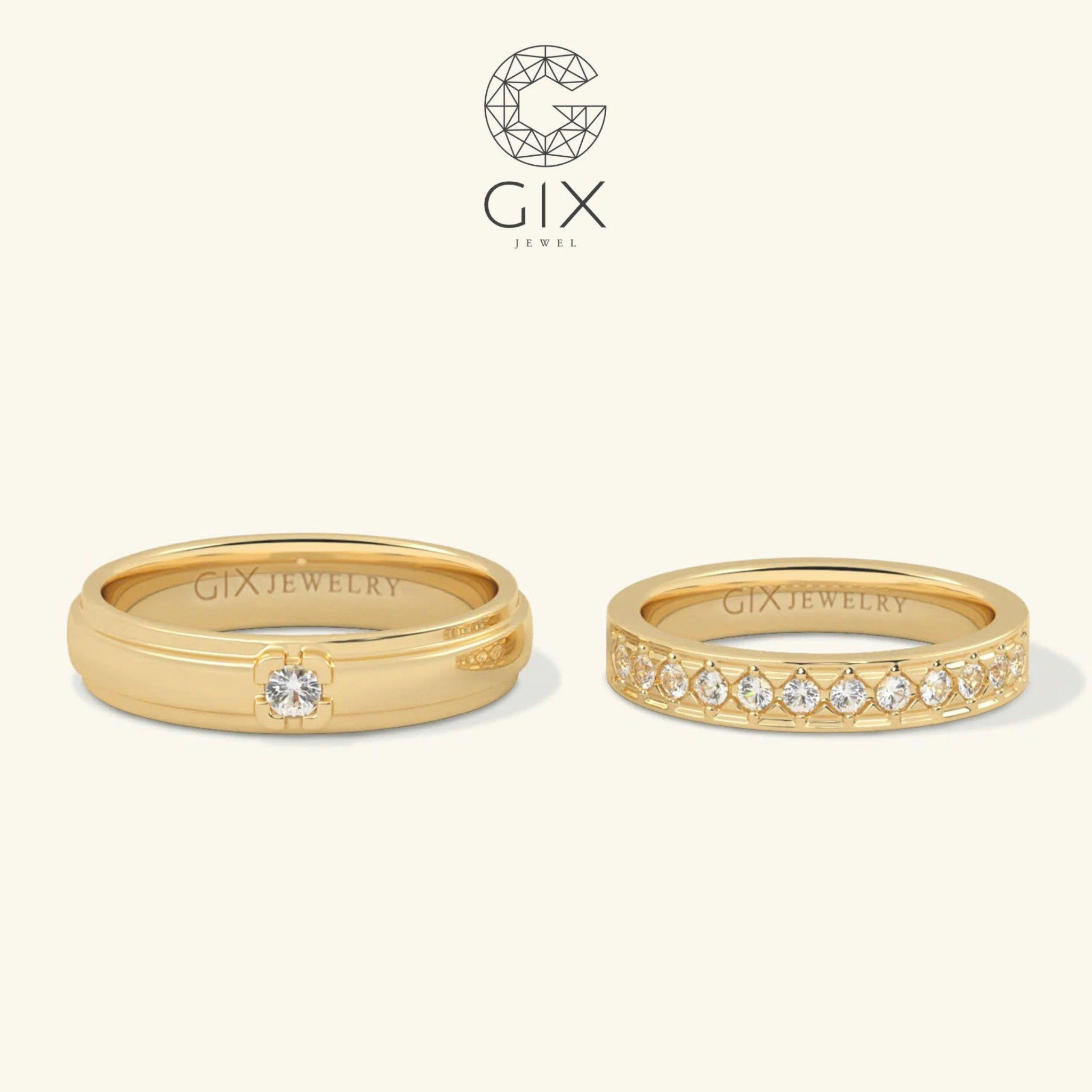 Nhẫn Cưới Vàng 18K Luxury Đính Kim Cương Tự Nhiên Gix Jewel - GCR25050005