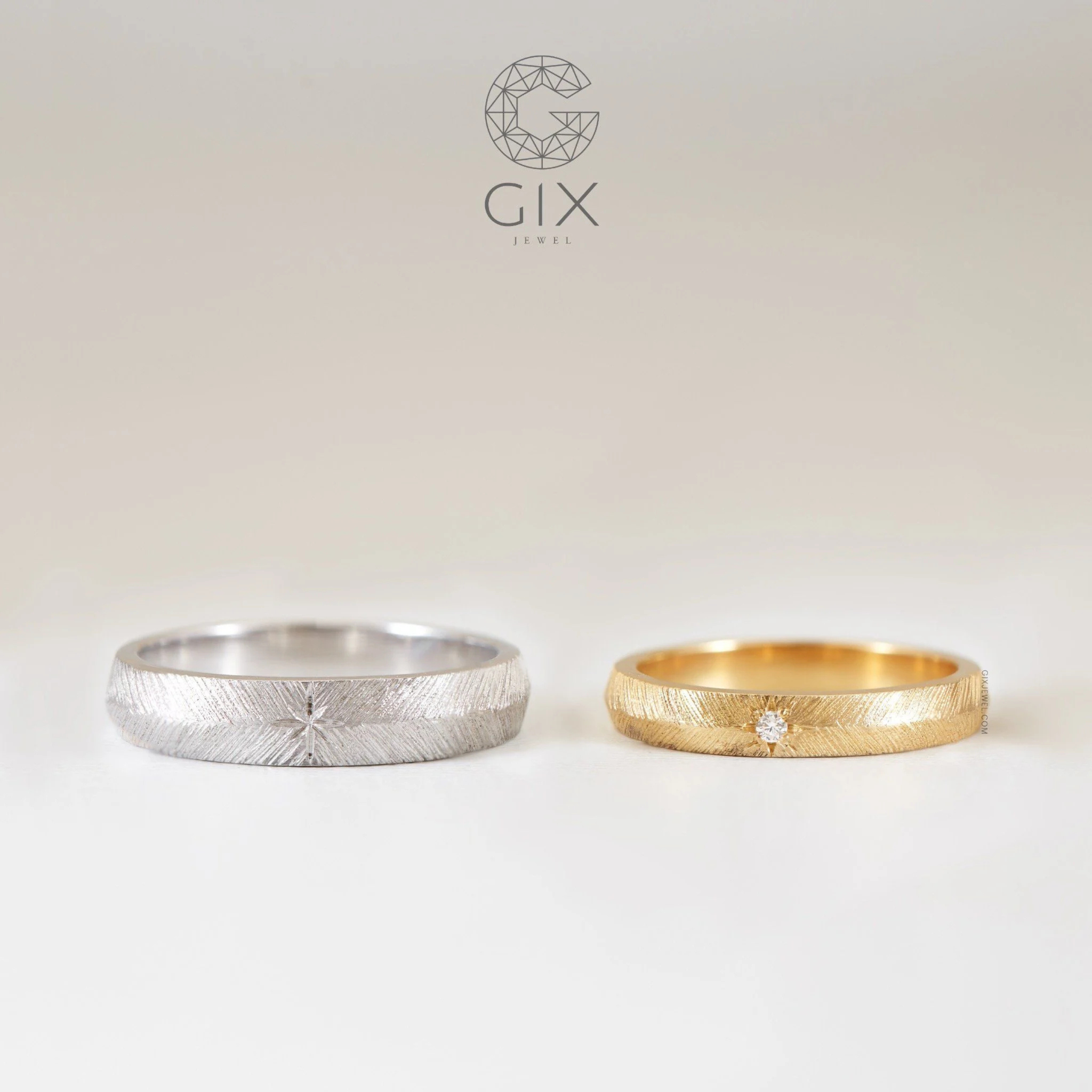Nhẫn Cưới Vàng 14k Đẹp Nhám Xước Vintage Gix - GCR25050125