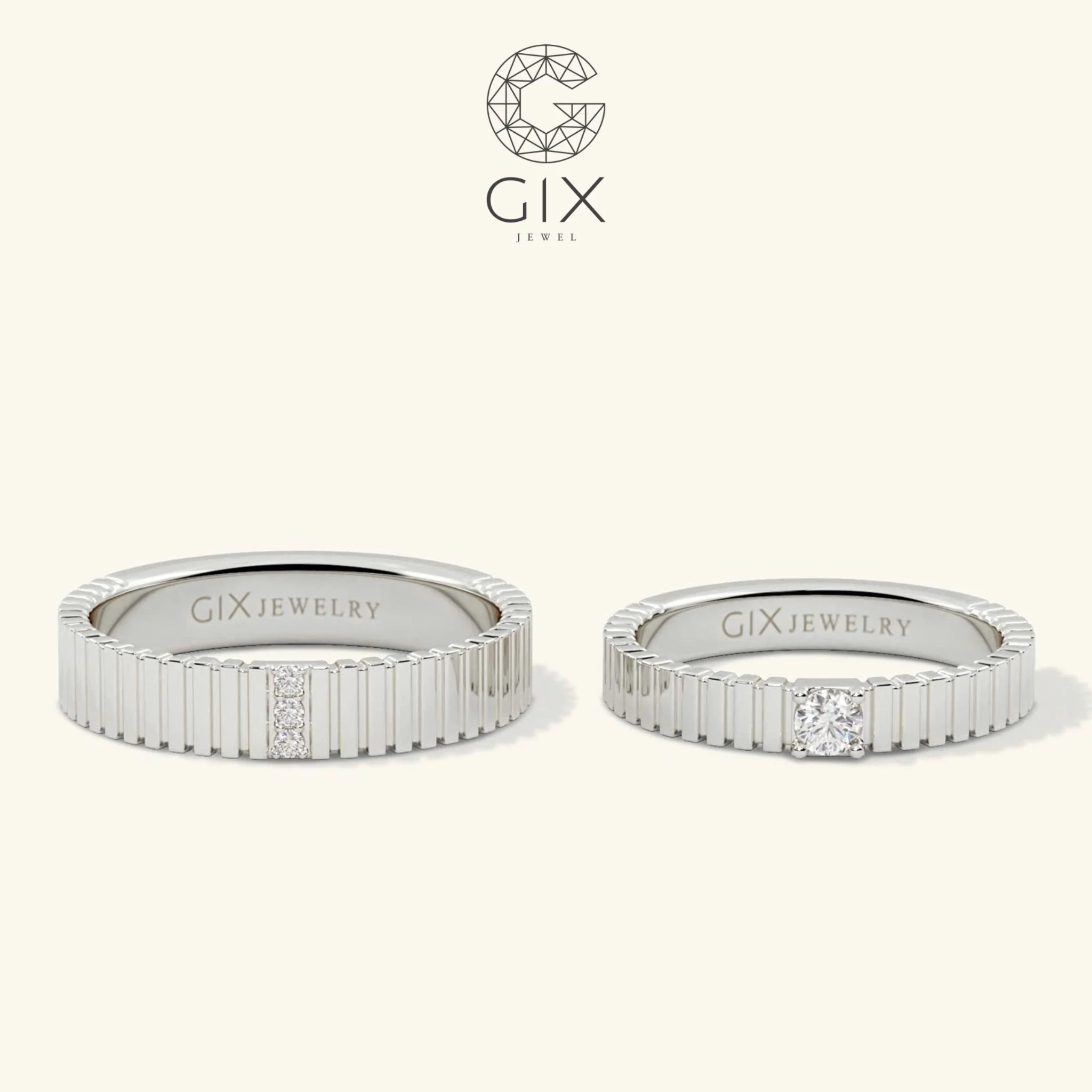 Nhẫn Cưới Vàng 10k Kim Cương Đẹp Gix Jewel - GCR25050115