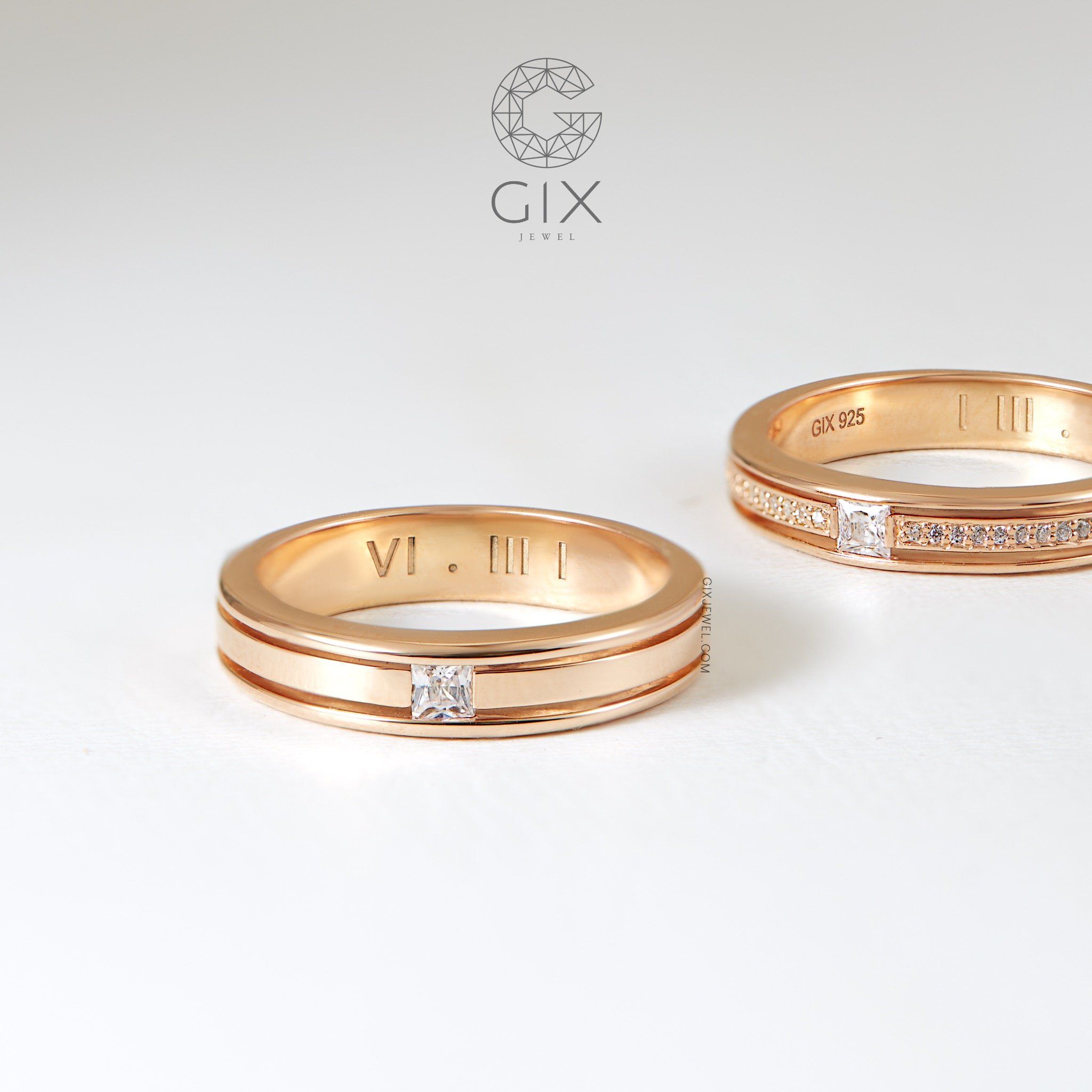 Nhẫn Cưới Đẹp Vàng 18K Gix Jewel Đính Kim Cương Cao Cấp - GCR25050029