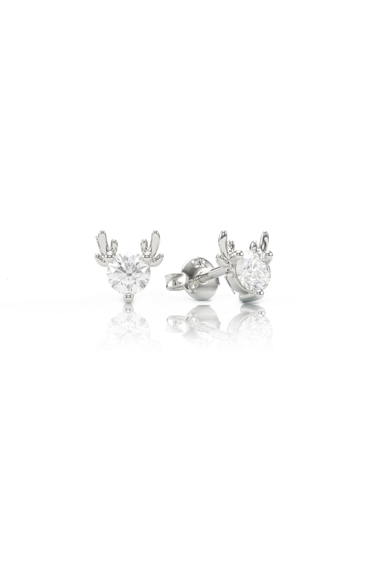 Bông tai bé gái bạc 925 xi bạch kim hình con hươu nhỏ xinh Gixjewelry