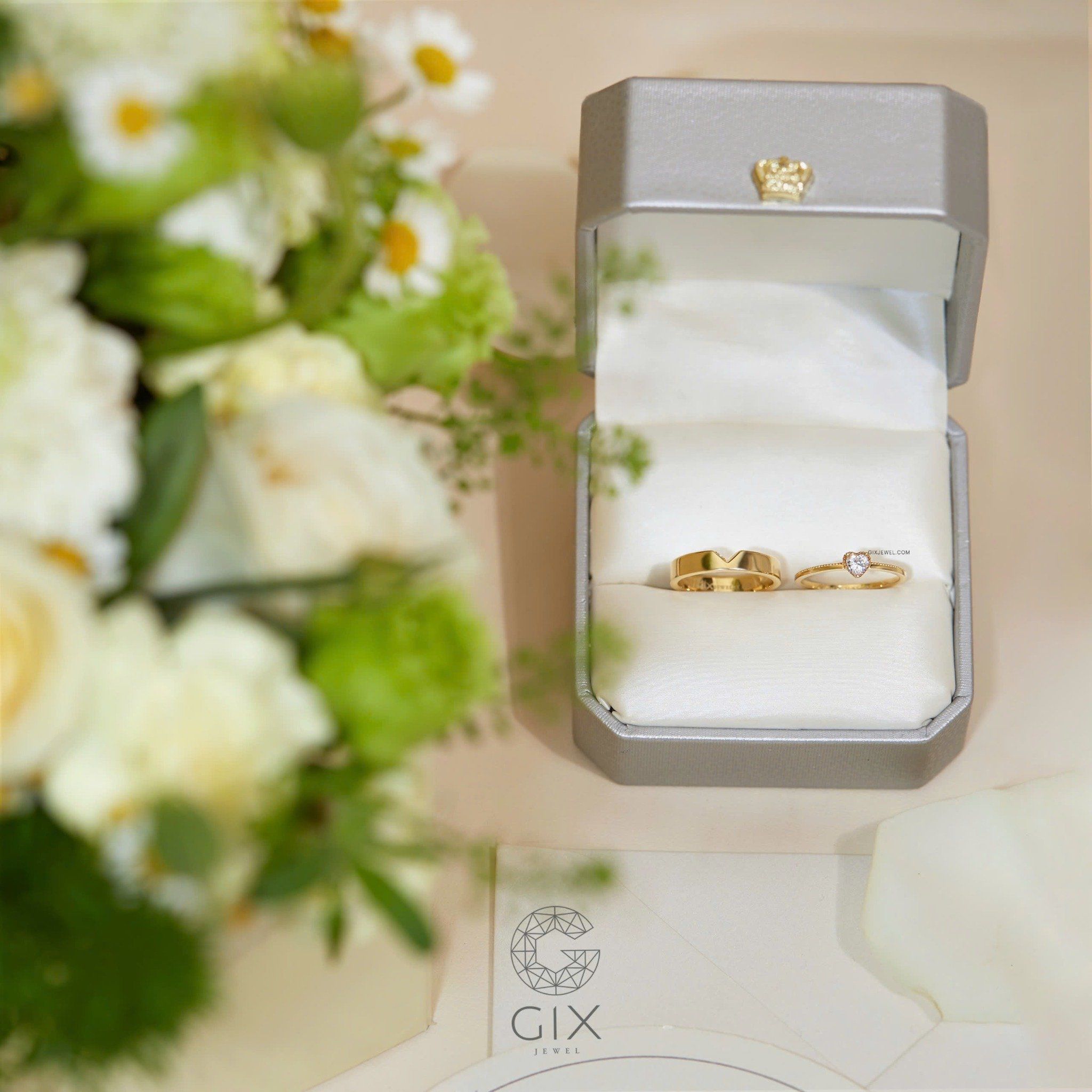 Nhẫn Cưới Vàng 18K Hình Trái Tim Đẹp Đính Moissanite Gix - GCR25050086
