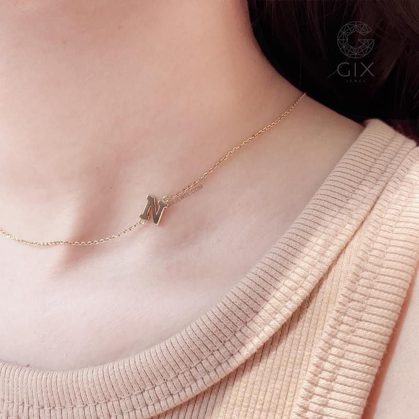 Dây chuyền chữ cái theo tên vàng 18k bạc thật sợi mảnh đẹp cho nam nữ Gix