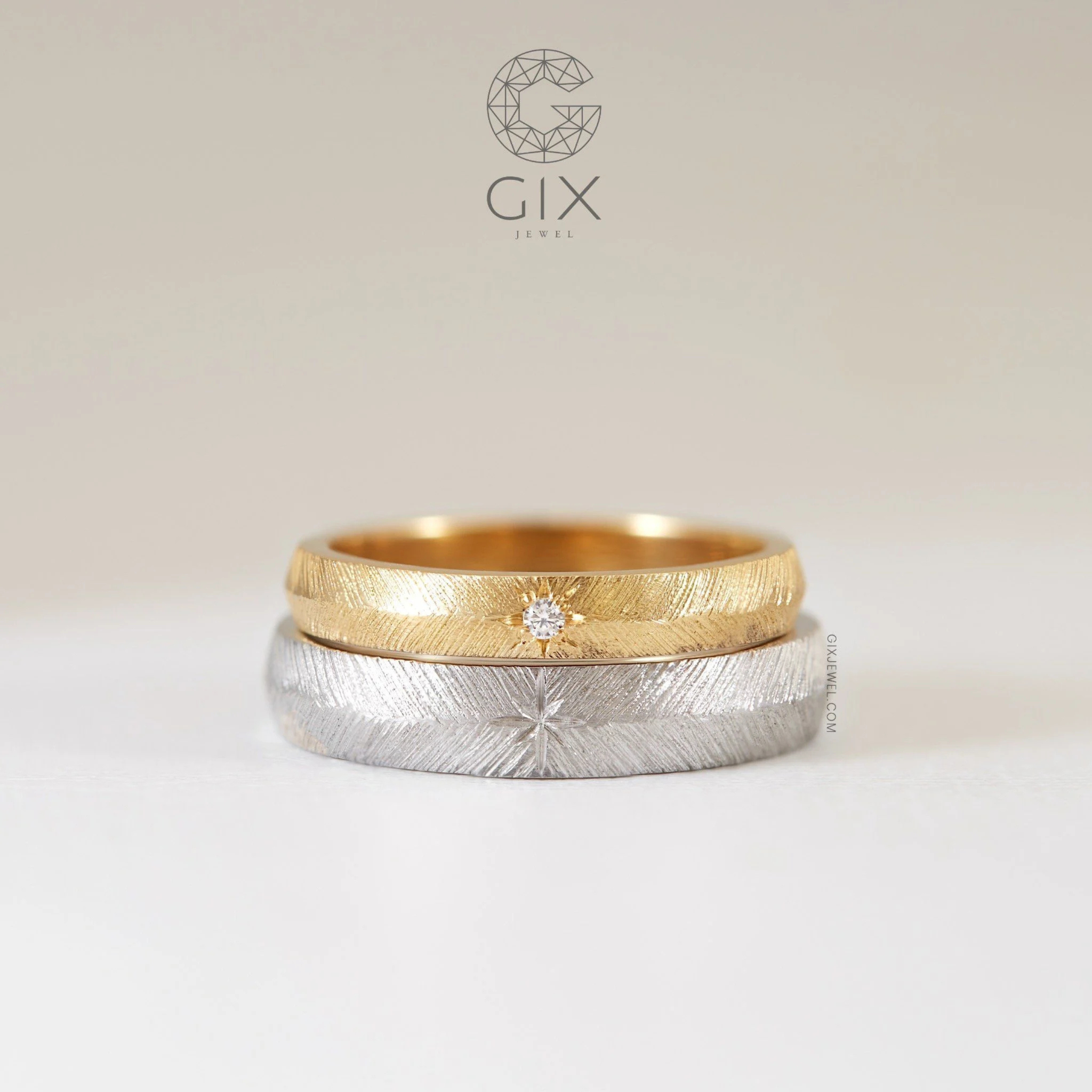 Nhẫn Cưới Vàng 14k Đẹp Nhám Xước Vintage Gix - GCR25050125