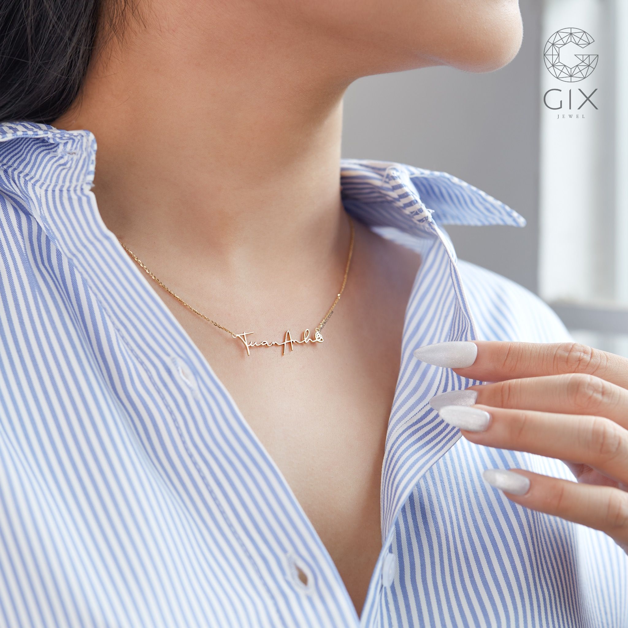 Dây chuyền tên mình gắn chữ cái vàng 18k & bạc ý cho nam nữ kiểu mới nhất Gixjewel