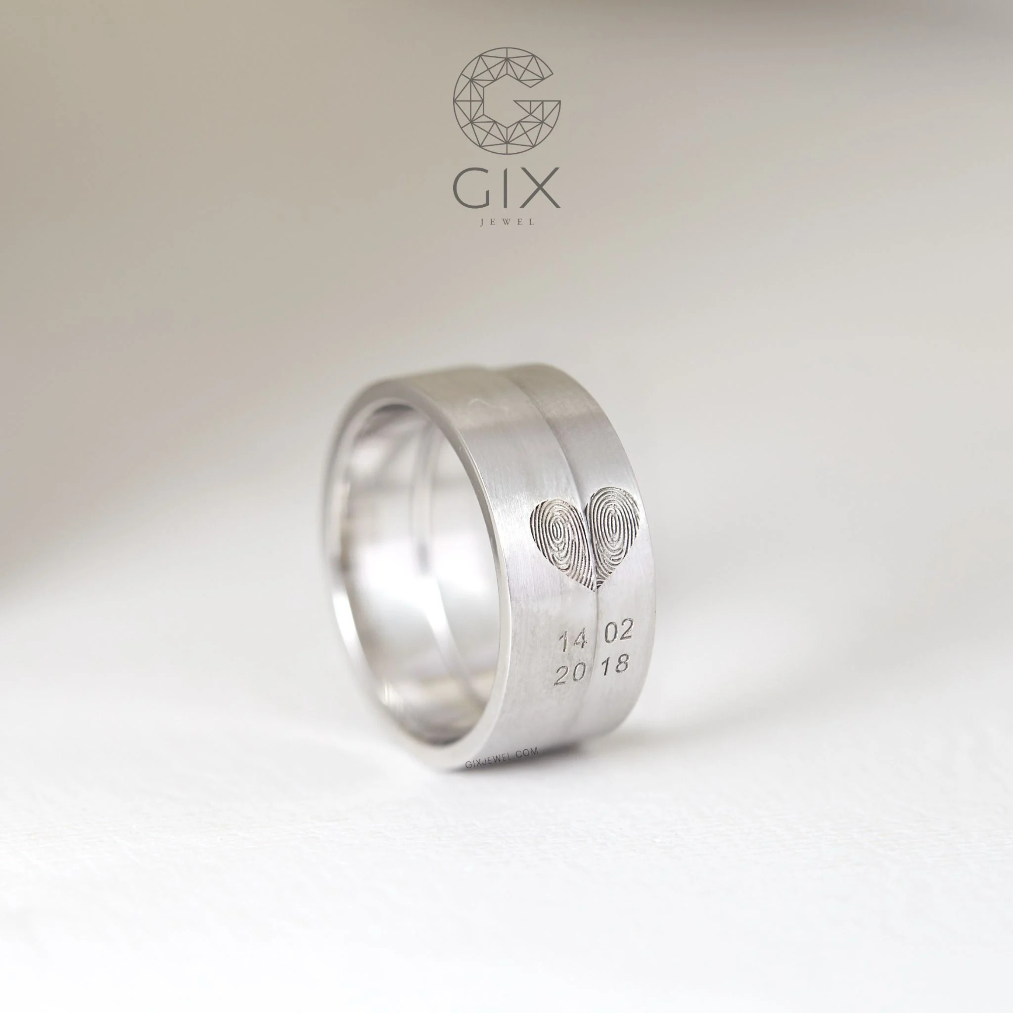Nhẫn Cưới Vàng 10K Khắc Vân Tay Gix Jewel - GCR25050121