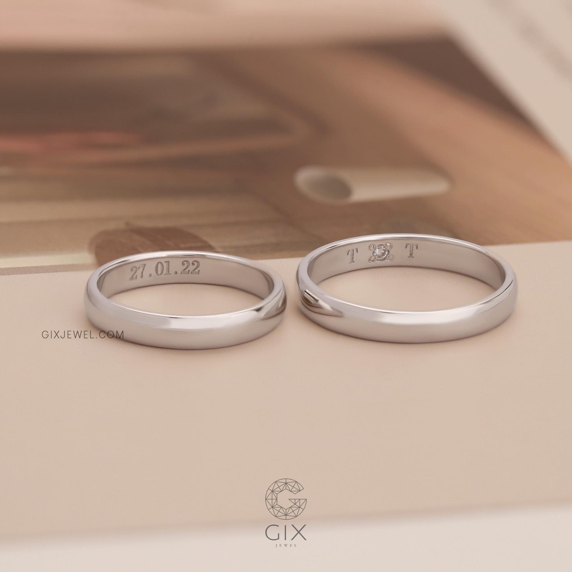 Nhẫn Cưới Vàng 14k Trơn Khắc Tên Theo Yêu Cầu Gix - GCR25050017