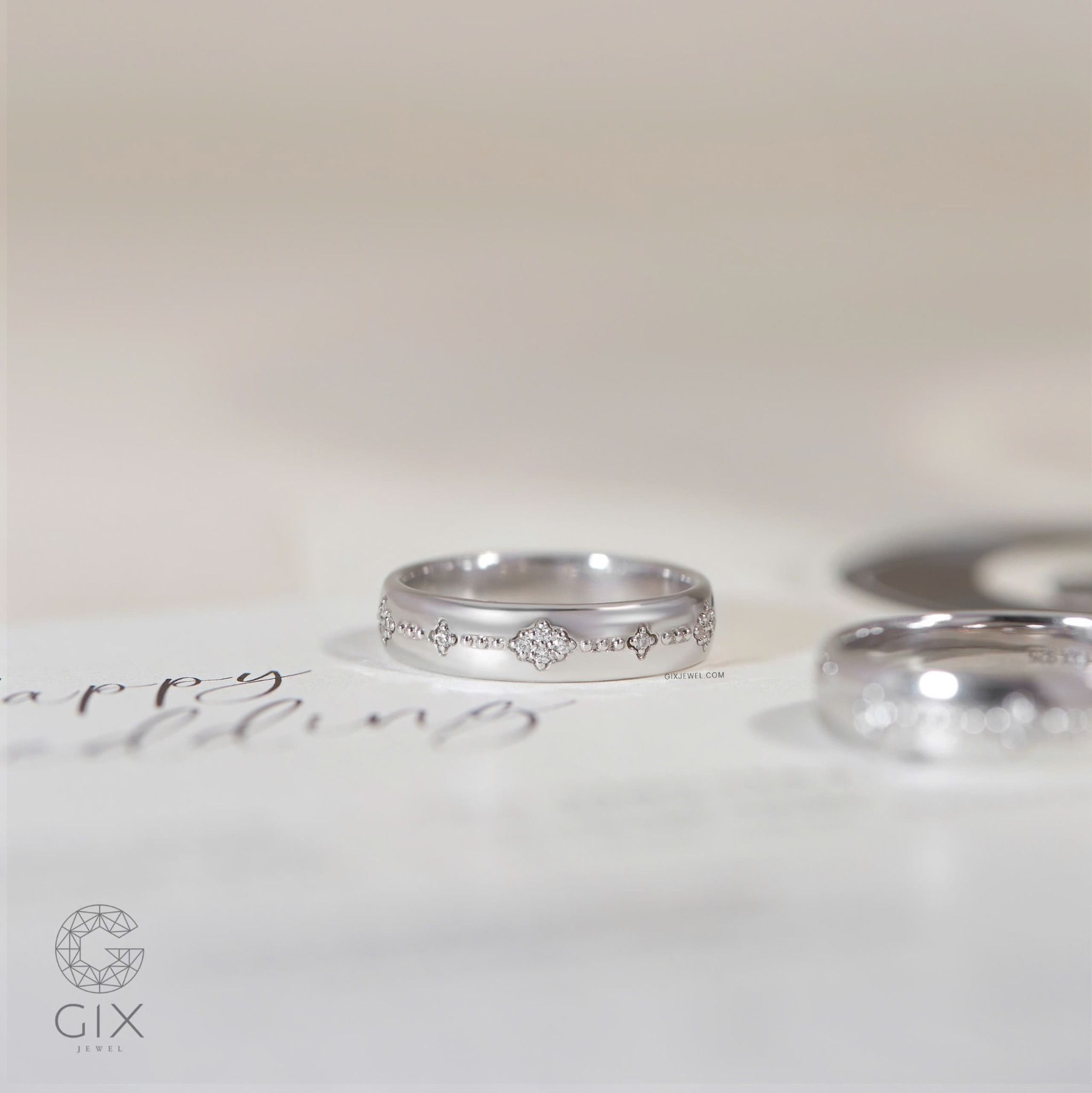 Nhẫn đôi hoa văn đẹp đính đá cao cấp Gixjewel - GCR25050112