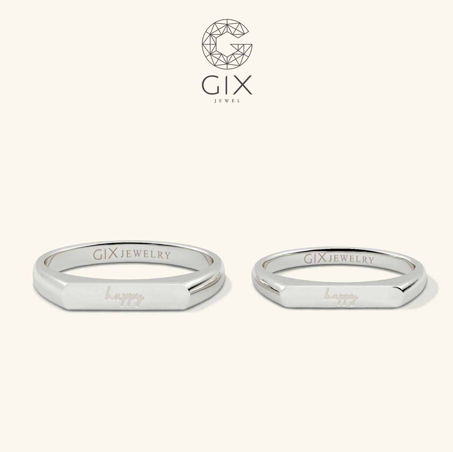 Nhẫn cặp khắc tên đính đá đẹp Gix Jewel - GCR25050081