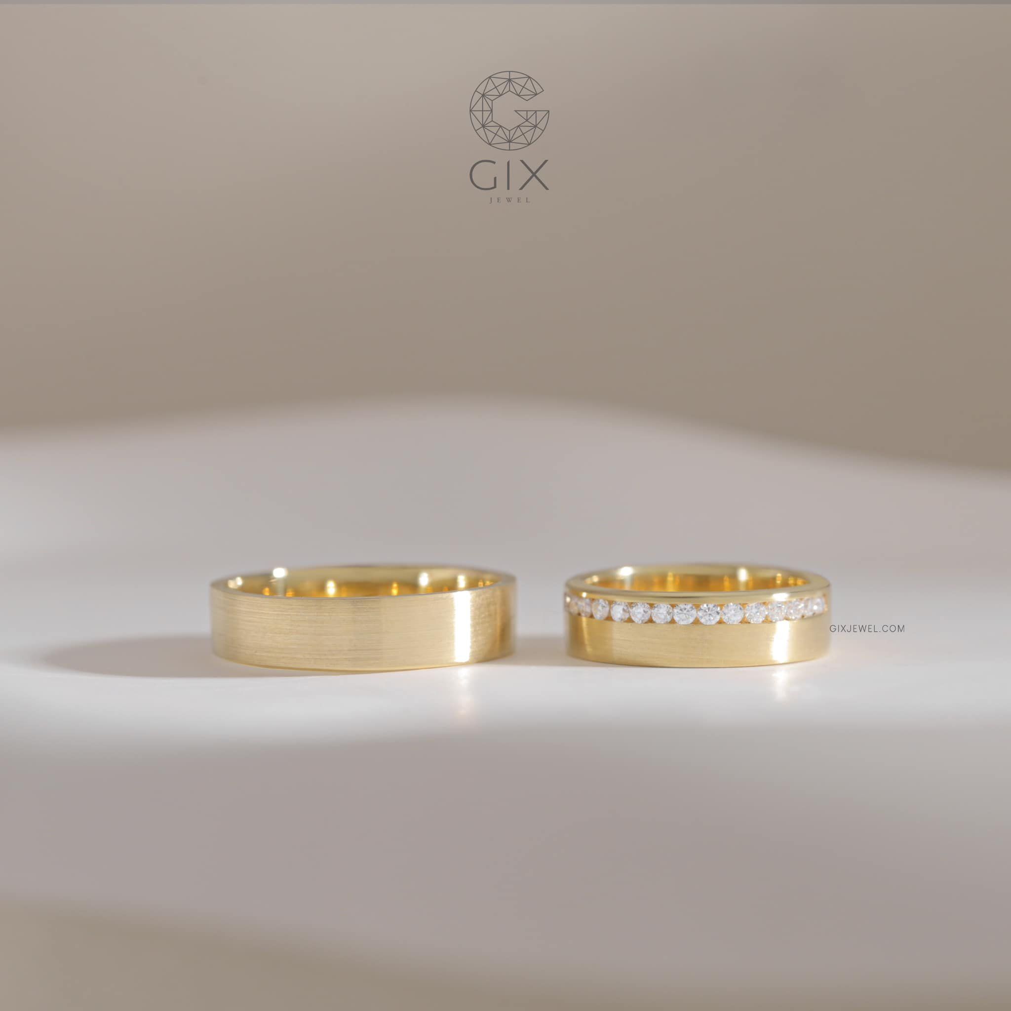 Nhẫn cưới vàng tây rẻ đẹp mừng cưới đính kim cương sang trọng Gix Jewel