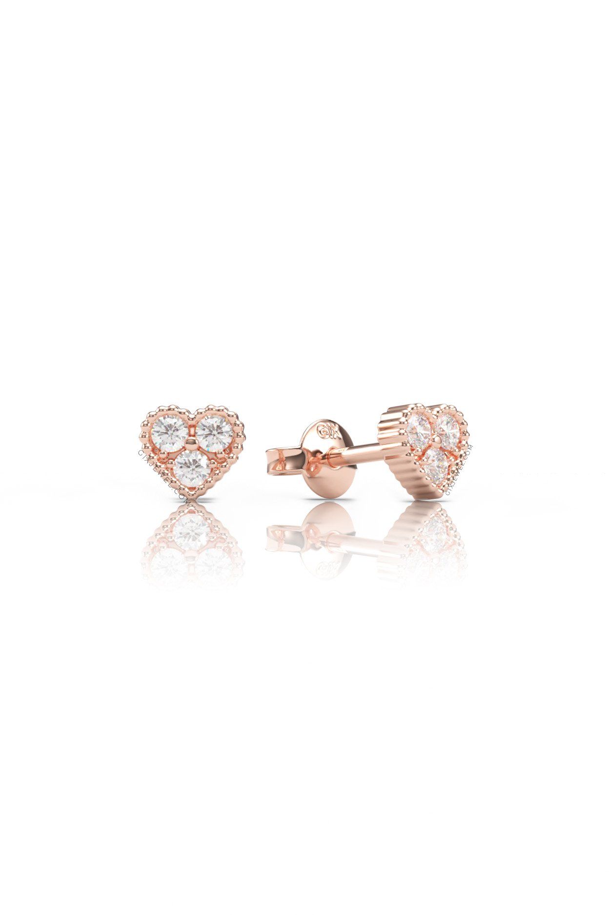 Khuyên tai nữ đẹp bạc ý 925 vàng tây hình trái tim đính đá moissanite Gixjewelry