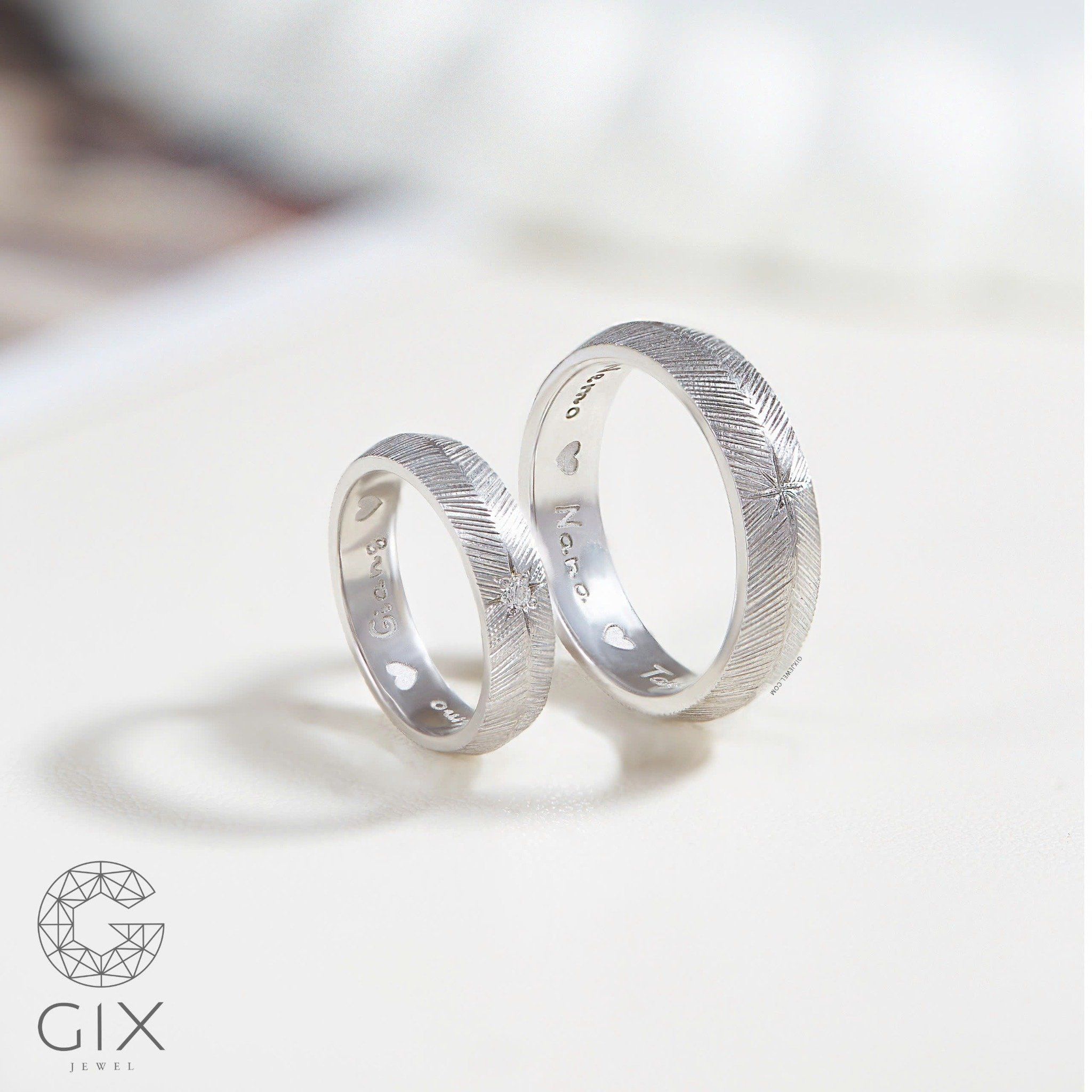 Nhẫn Cưới Vàng 18k Đẹp Nhám Xước Vintage Gix - GCR25050125