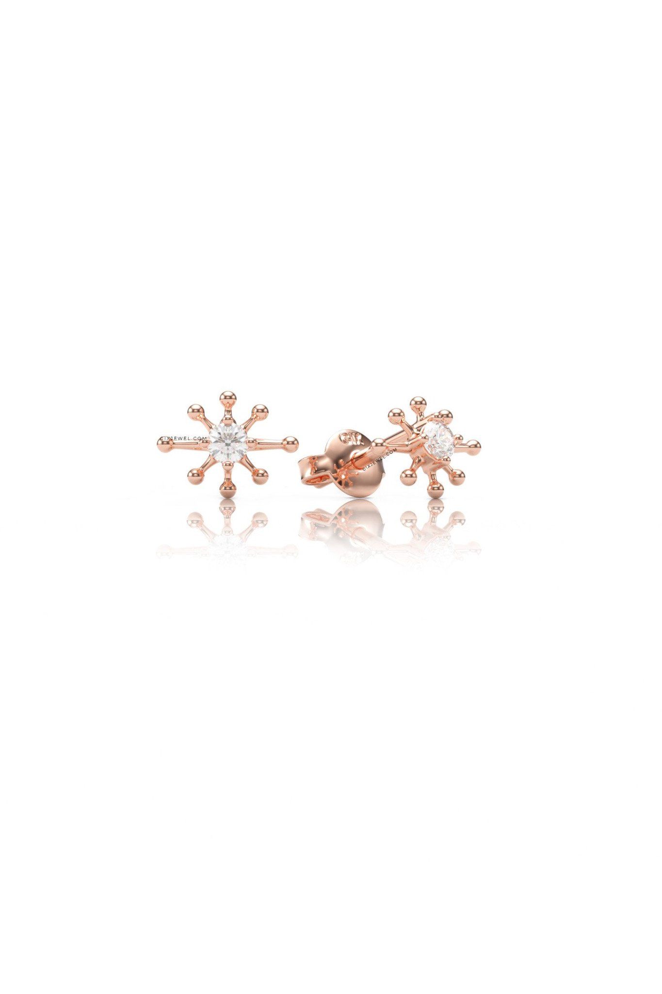 Bông tai em bé bạc đẹp hình hoa mai mạ vàng hồng cao cấp đính đá Gix Jewel