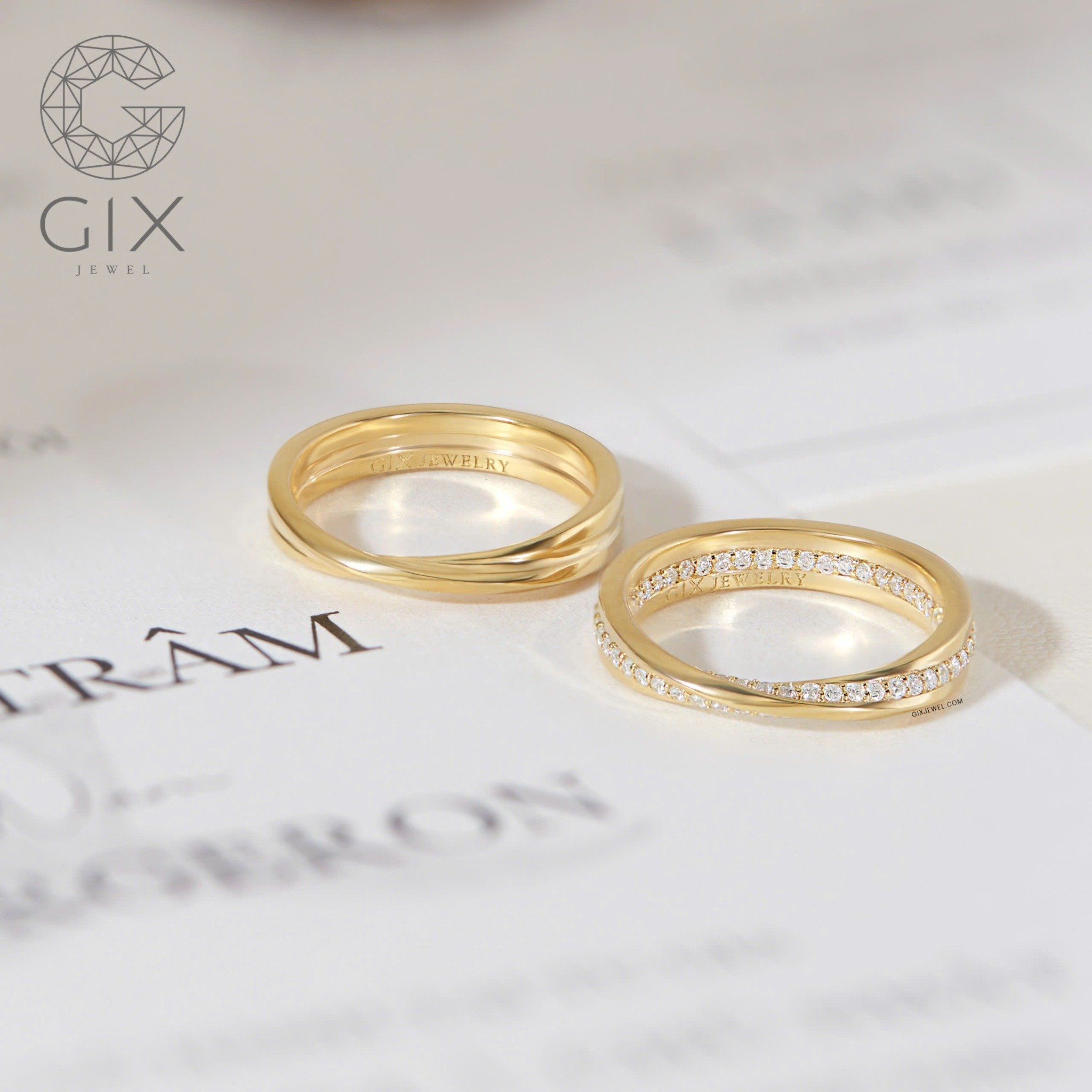 Nhẫn cưới Mobius vô cực vàng 18K đính kim cương Gix Jewel - GCR25050093