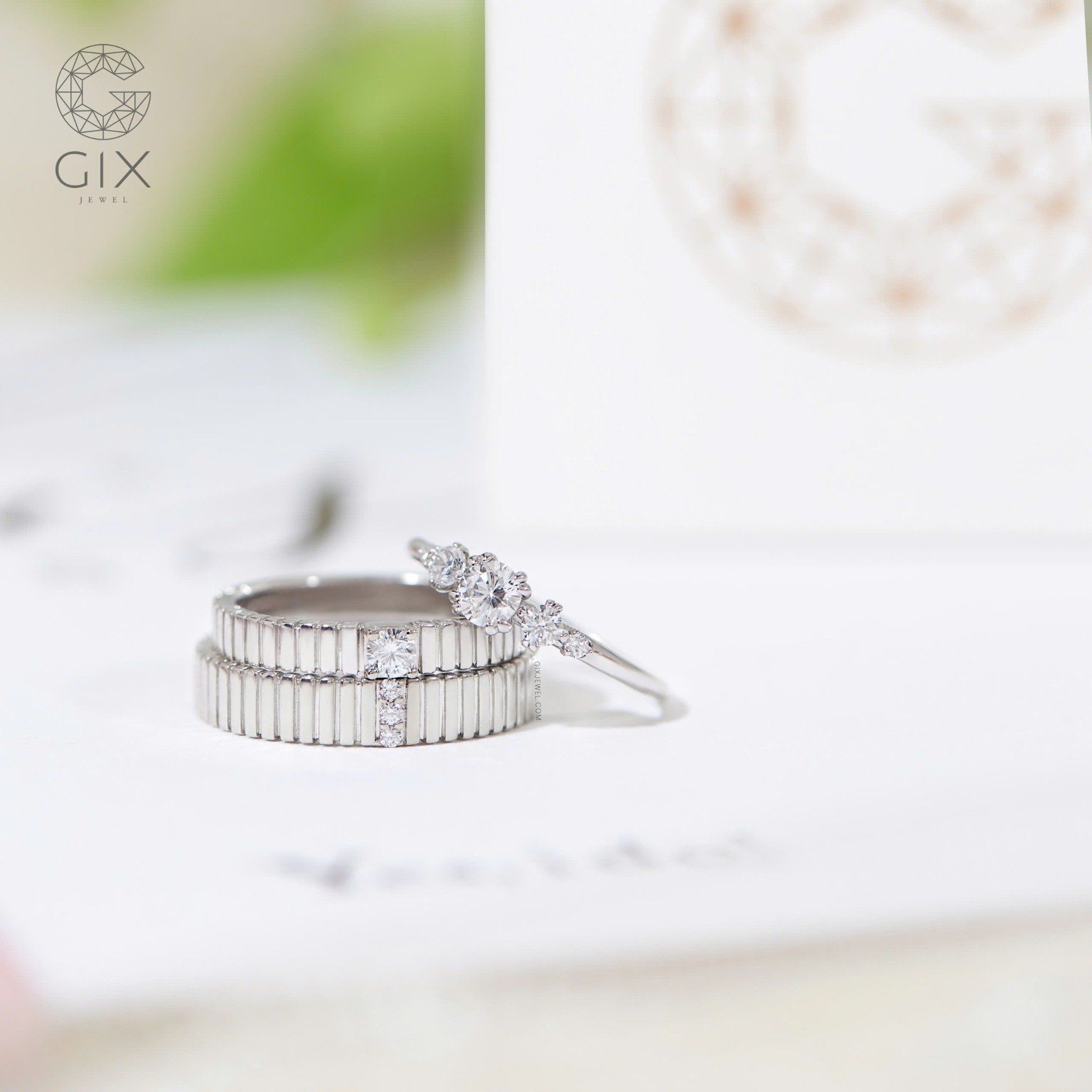 Nhẫn Cưới Vàng 610 Kim Cương Đẹp Gix Jewel - GCR25050115