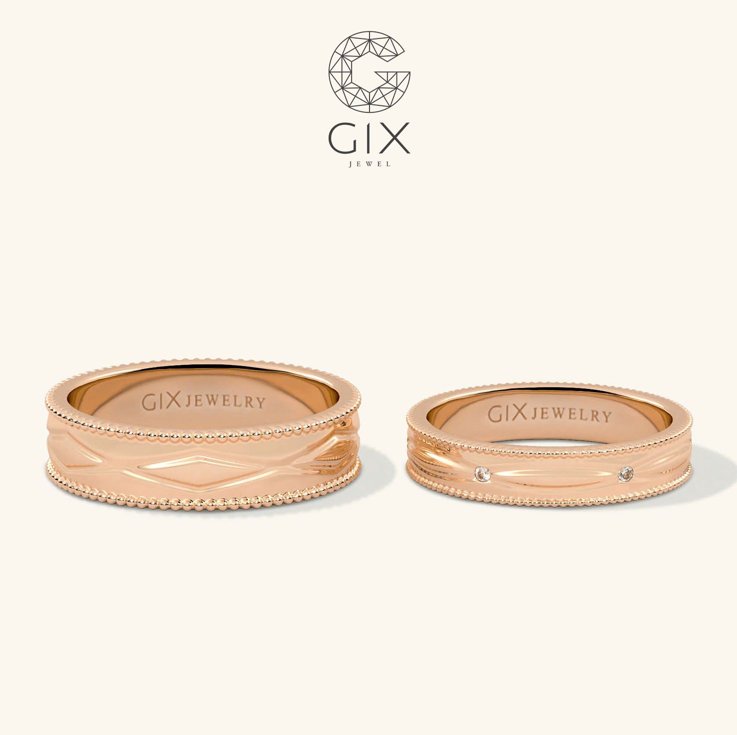 Nhẫn đôi đơn giản thiết kế đính đá đẹp - GCR25050073