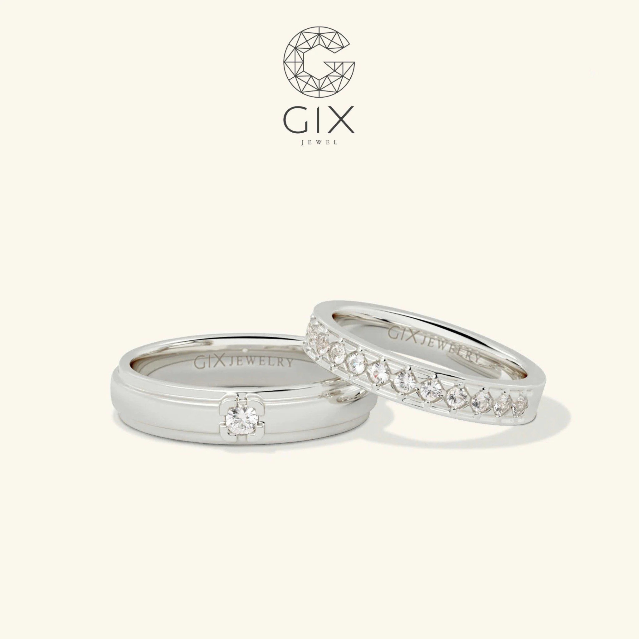 Nhẫn Cưới Vàng 10K Luxury Đính Kim Cương Tự Nhiên Gix Jewel - GCR25050005