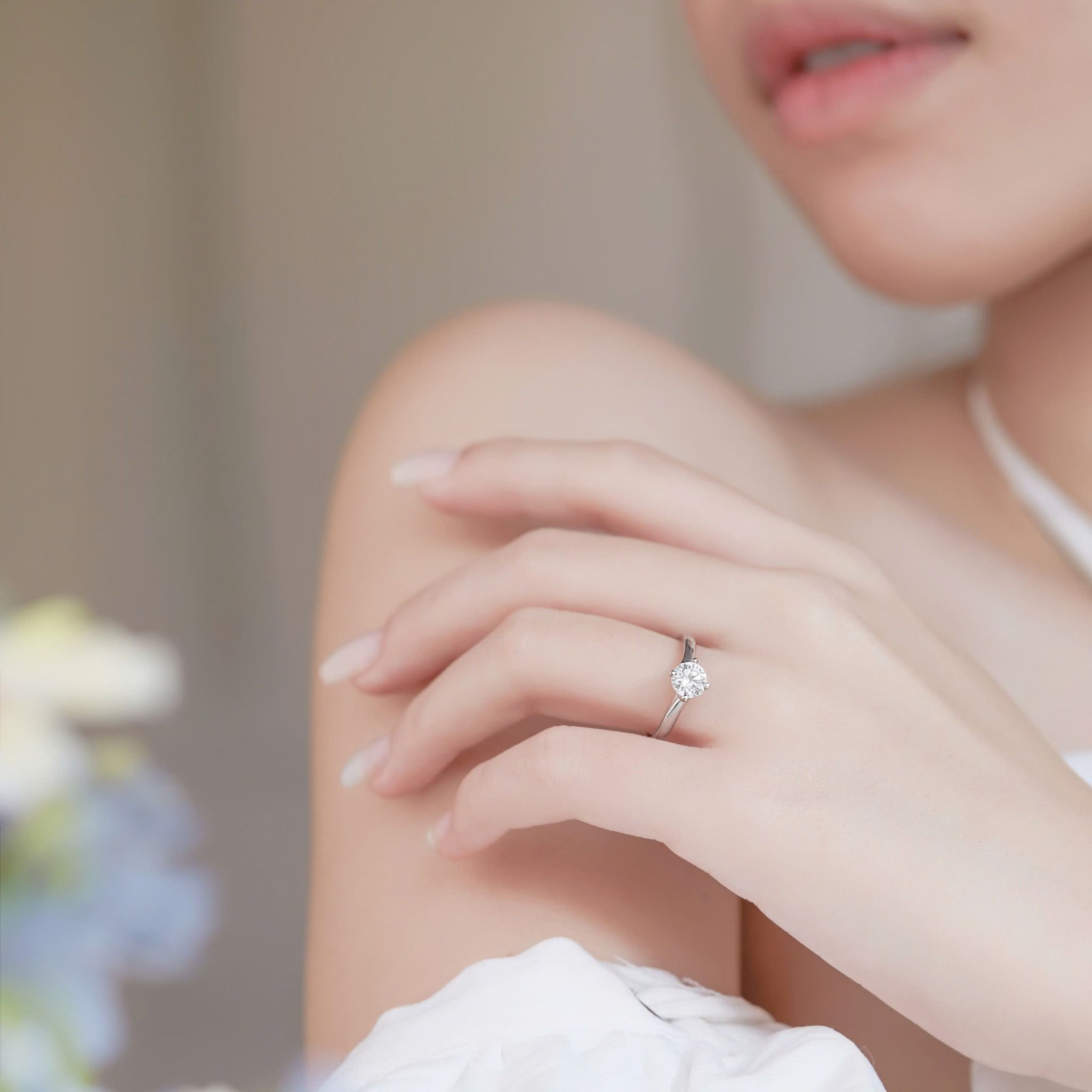 Nhẫn đính hôn vàng trắng 18k infinity love đẹp đính kim cương nhân tạo Gix Jewel