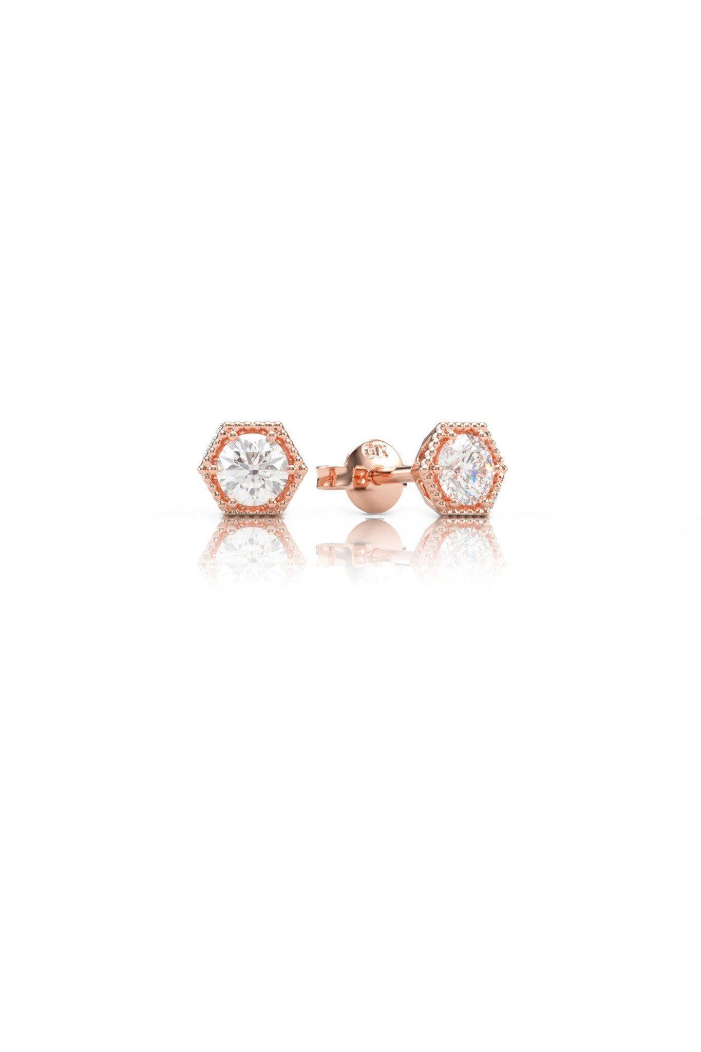 Bông tai vàng trắng bạc xi bạch kim đơn giản dạng nụ đính đá cho nữ Gix Jewelry