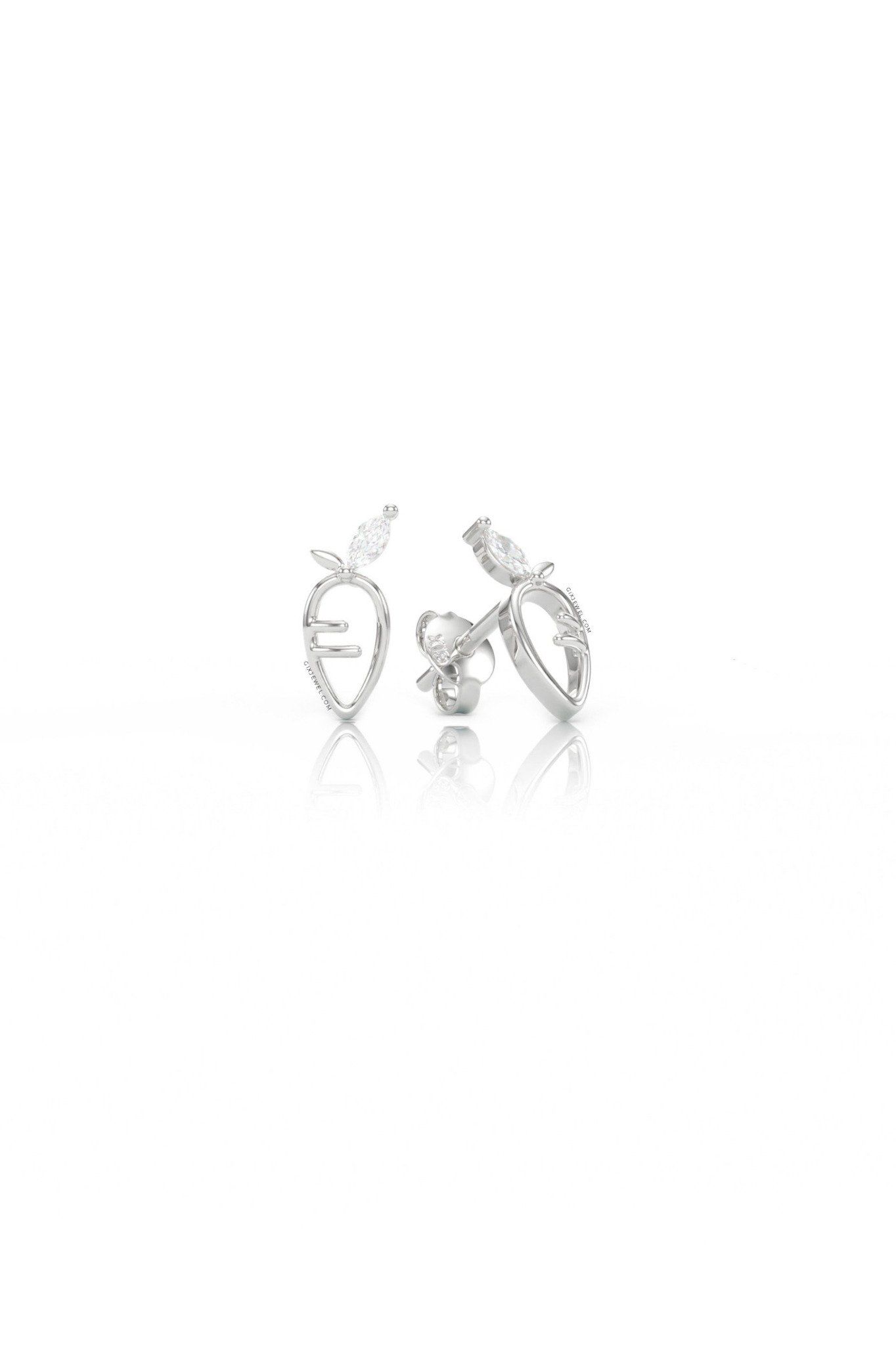 Bông tai nụ đá bạc thật Gix Jewel mạ vàng đính đá CZ củ carrot